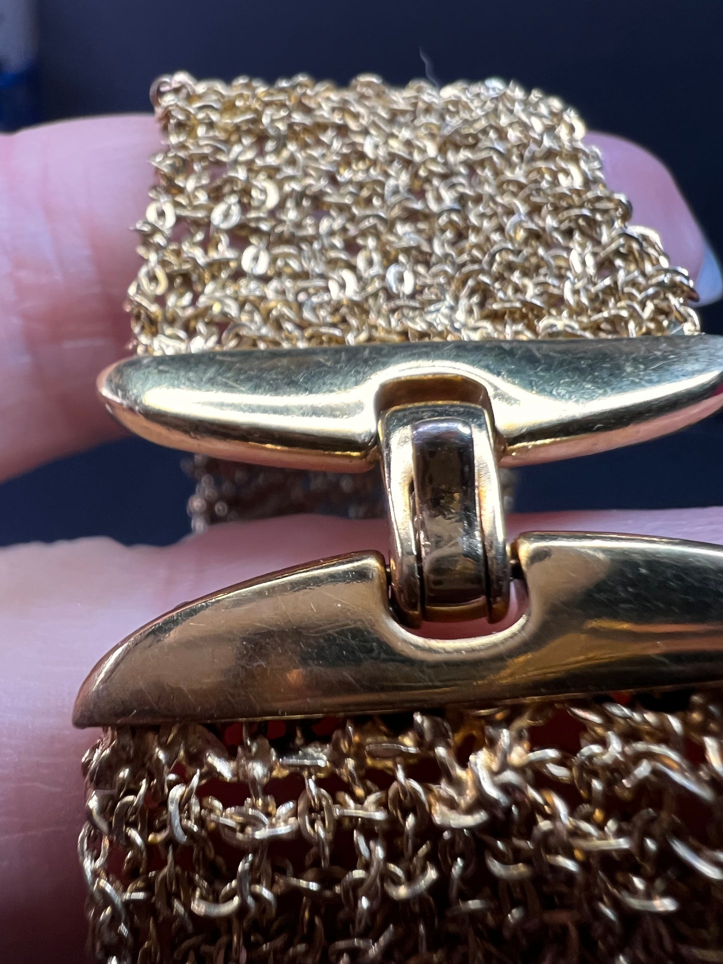 Gold plated over bronze mesh italian bracelet