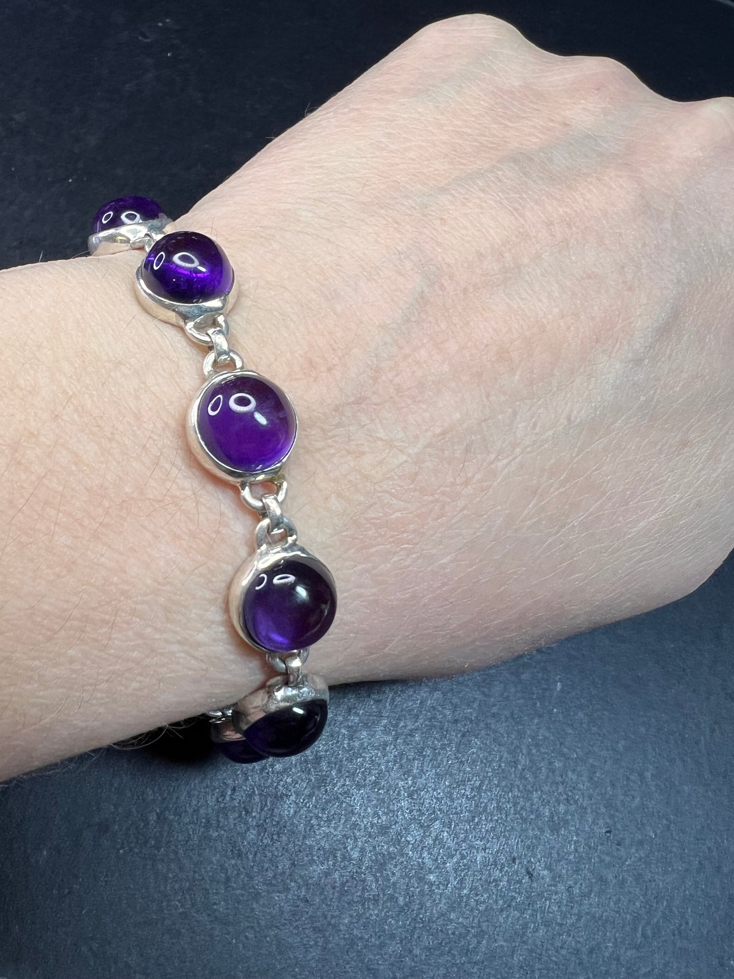 Vintage amethyst sterling silver bracelet