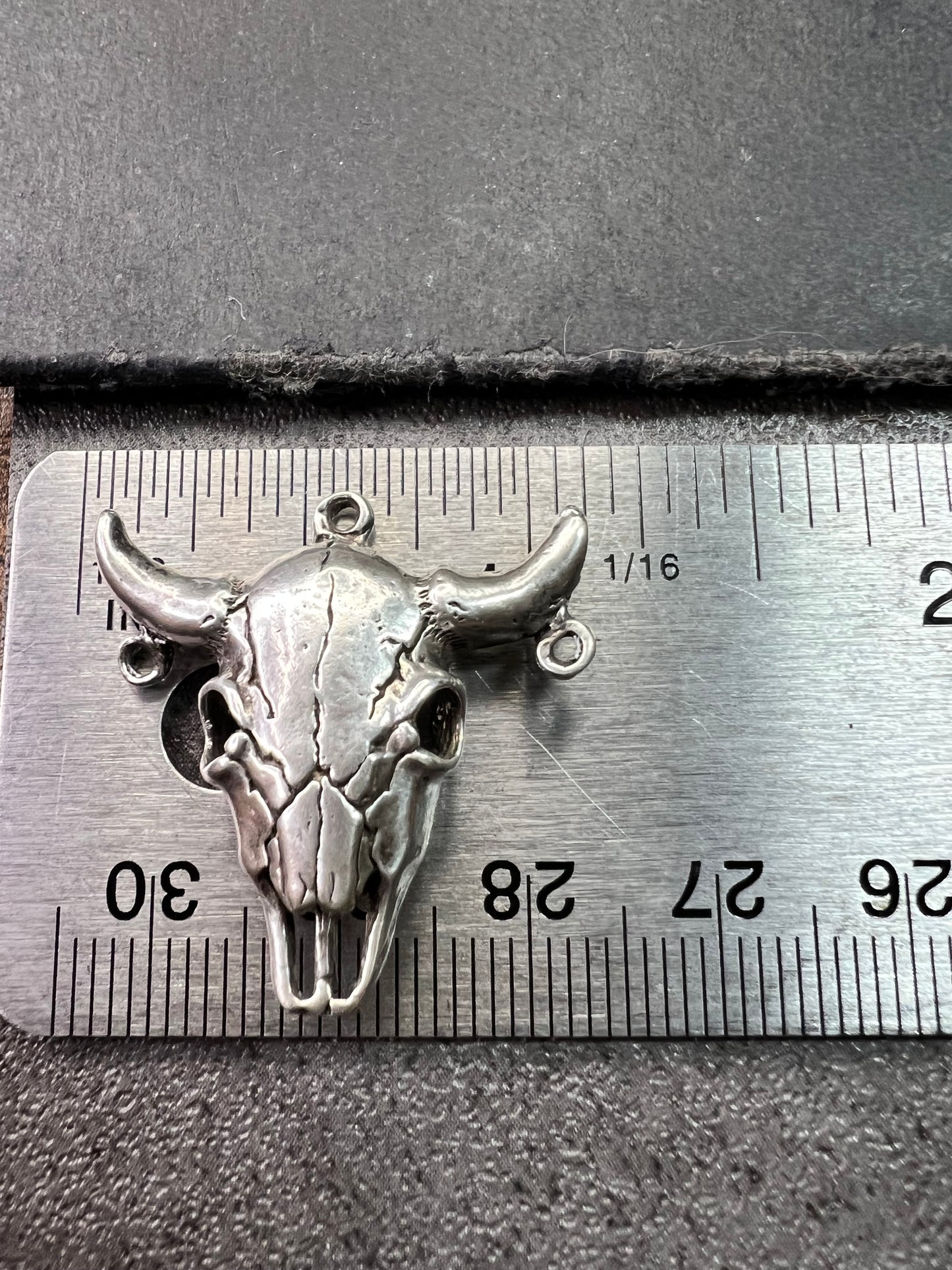 Vintage Sterling Silver Bull Skull Pendant Charm Jewelry Finding