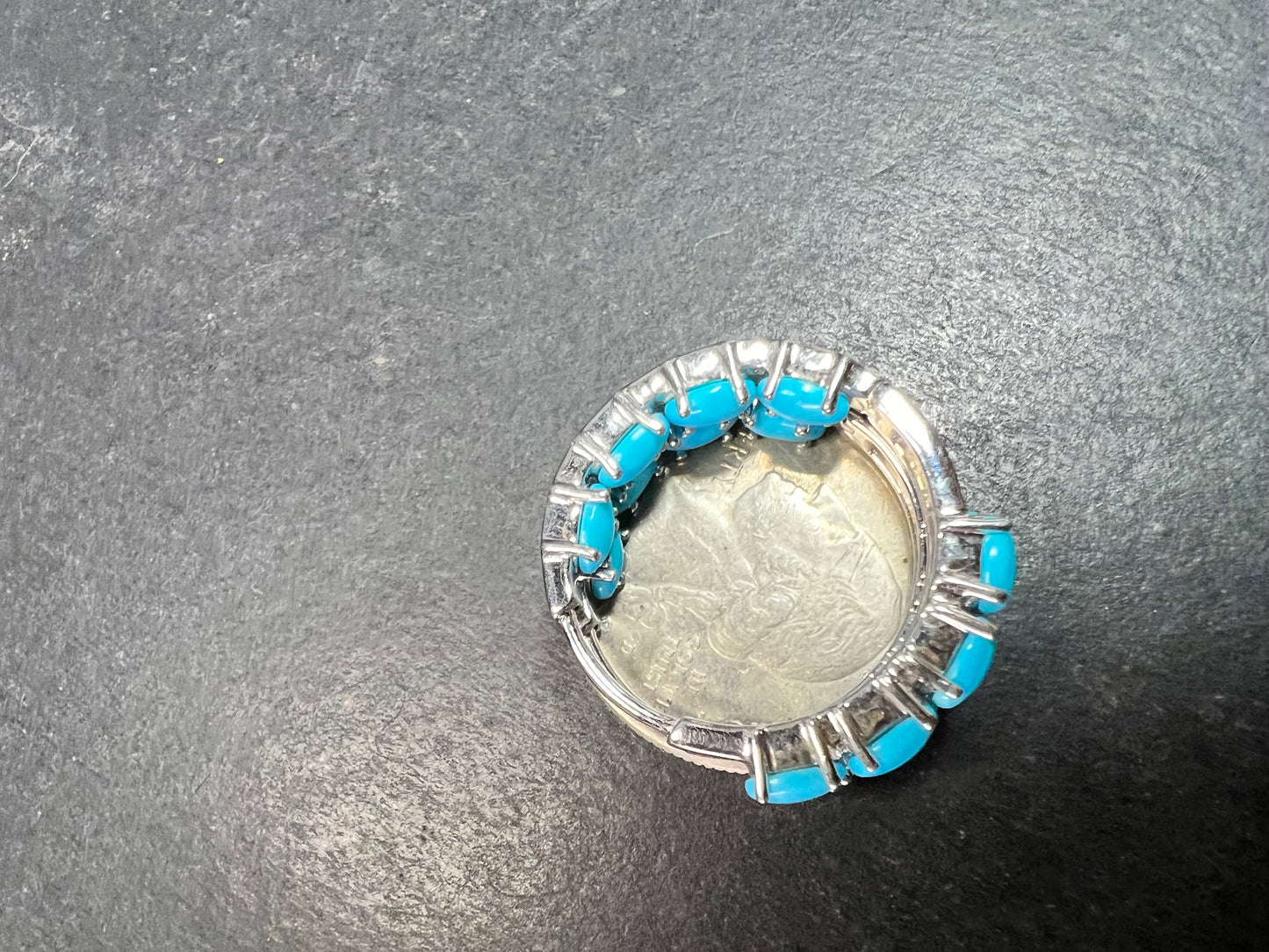 Sterling Silver Turquoise Inside Out Hoop Earrings 925 Estate Like New