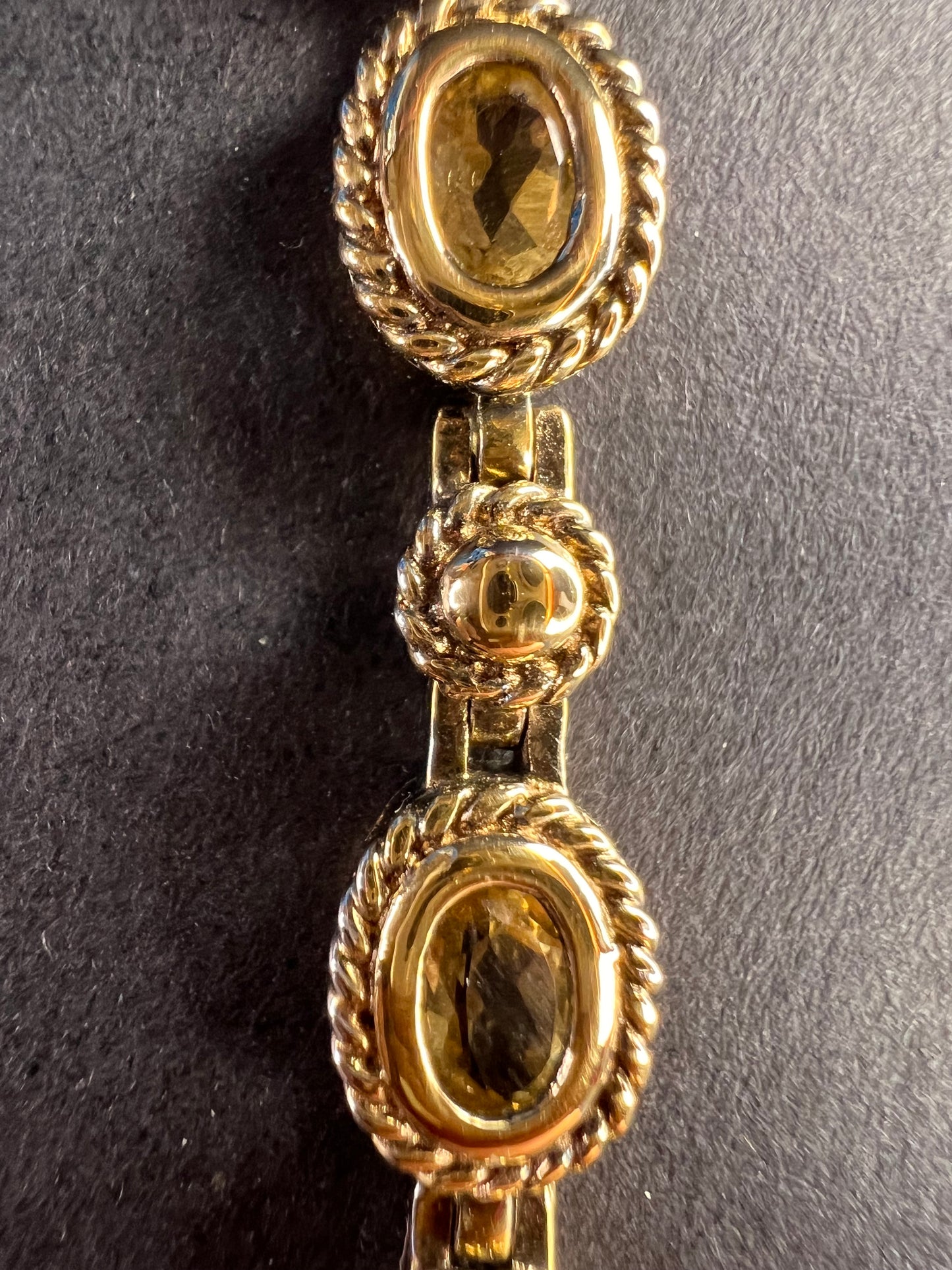 Vintage citrine tennis bracelet in yellow gold over sterling silver