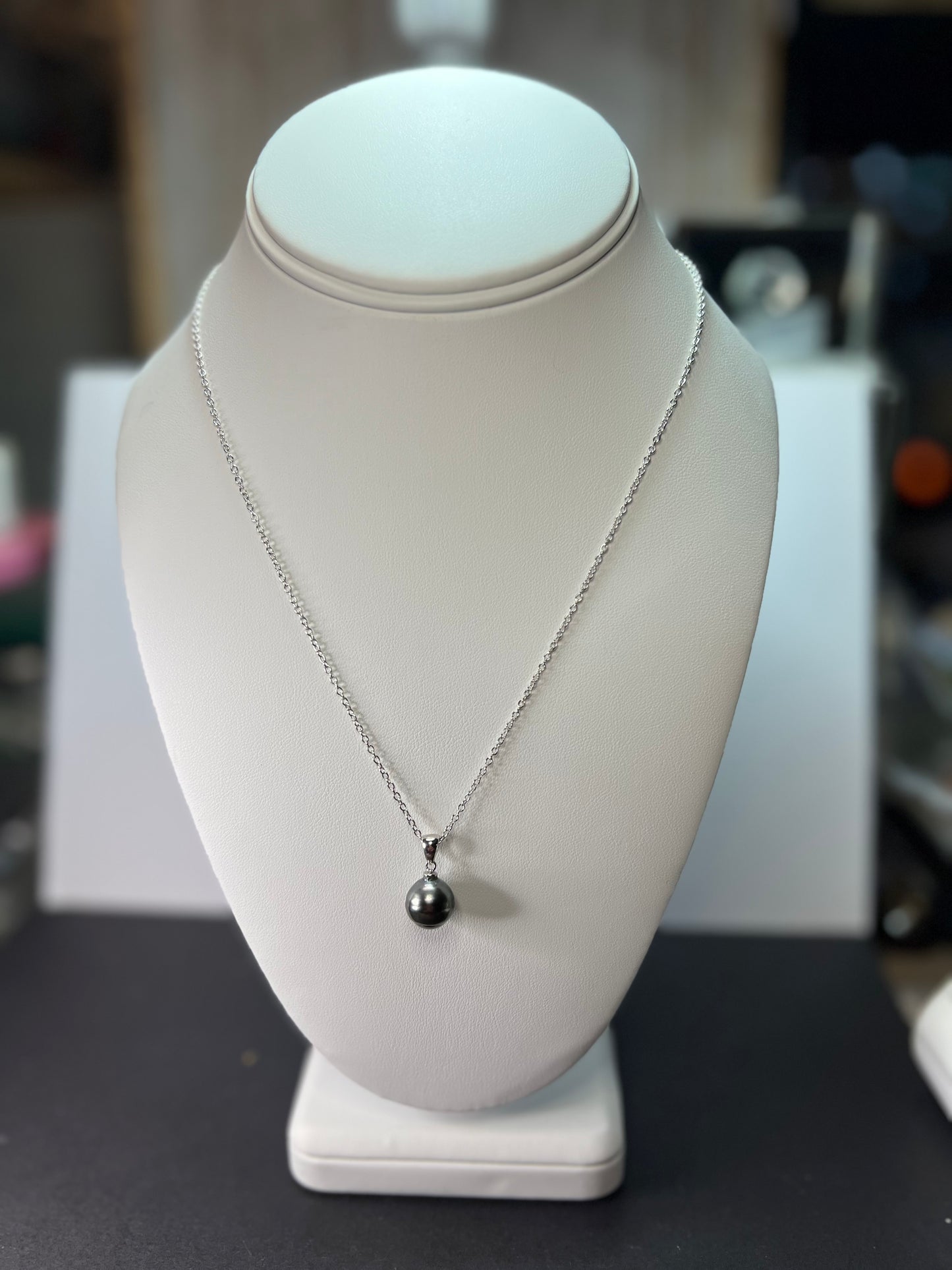 Cultured Tahitian Pearl Rhodium Over Sterling Silver Pendant With 18 Inch Chain