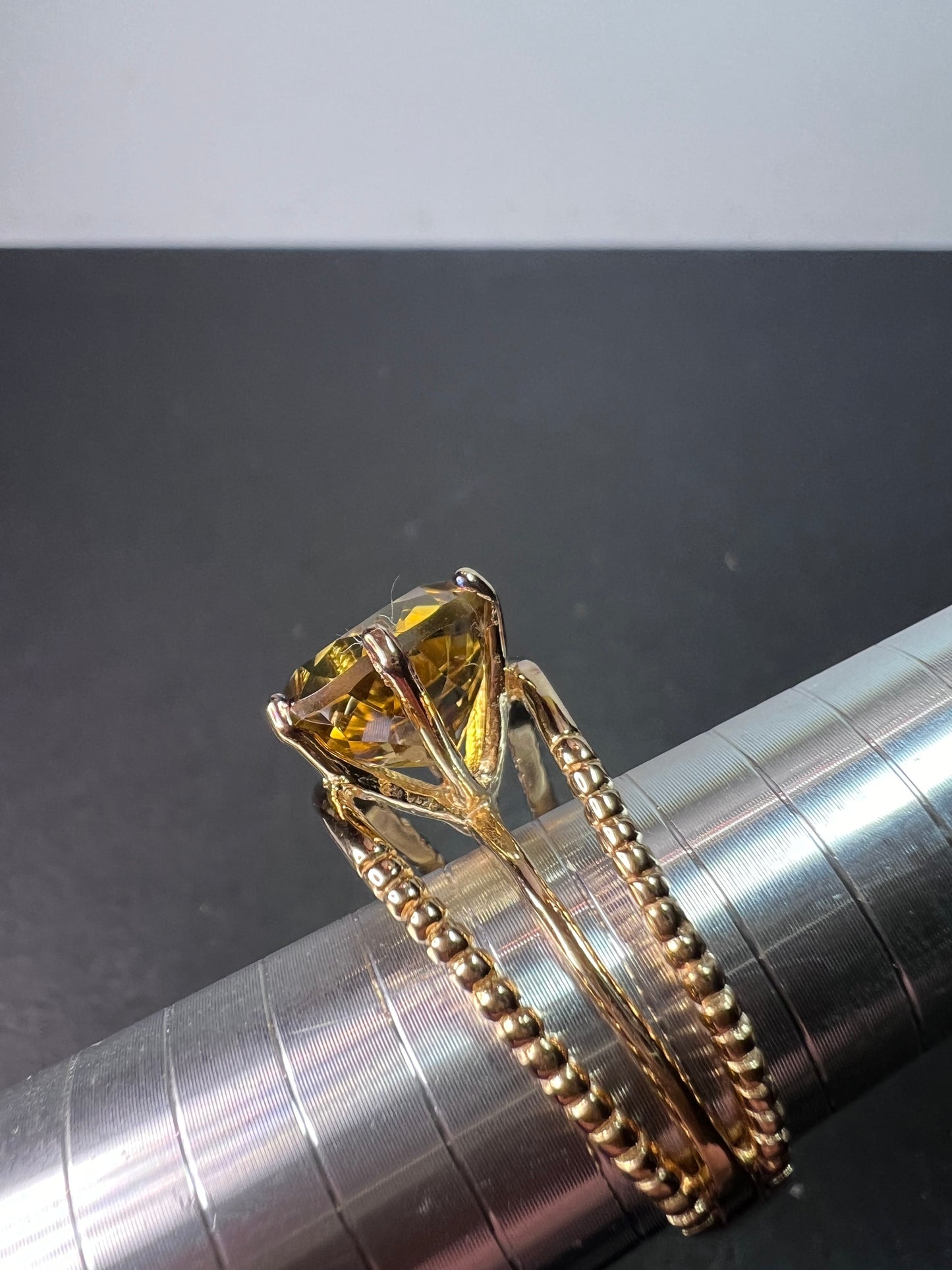 Golden spinel vermeil ring size 9