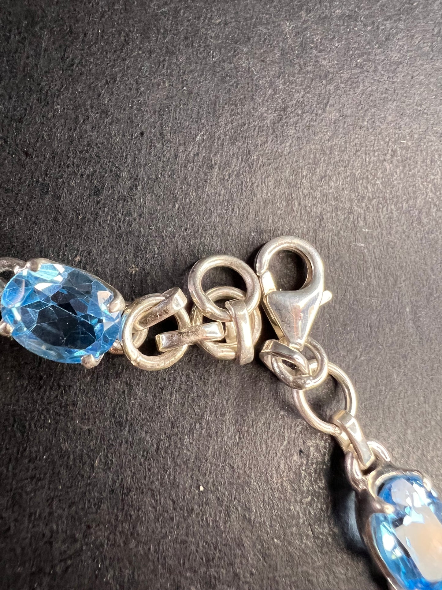 Vintage dead stock Swiss blue topaz sterling silver 8 inch bracelet