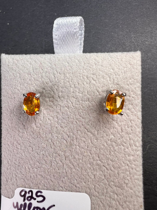 Yellow sapphire sterling silver stud earrings