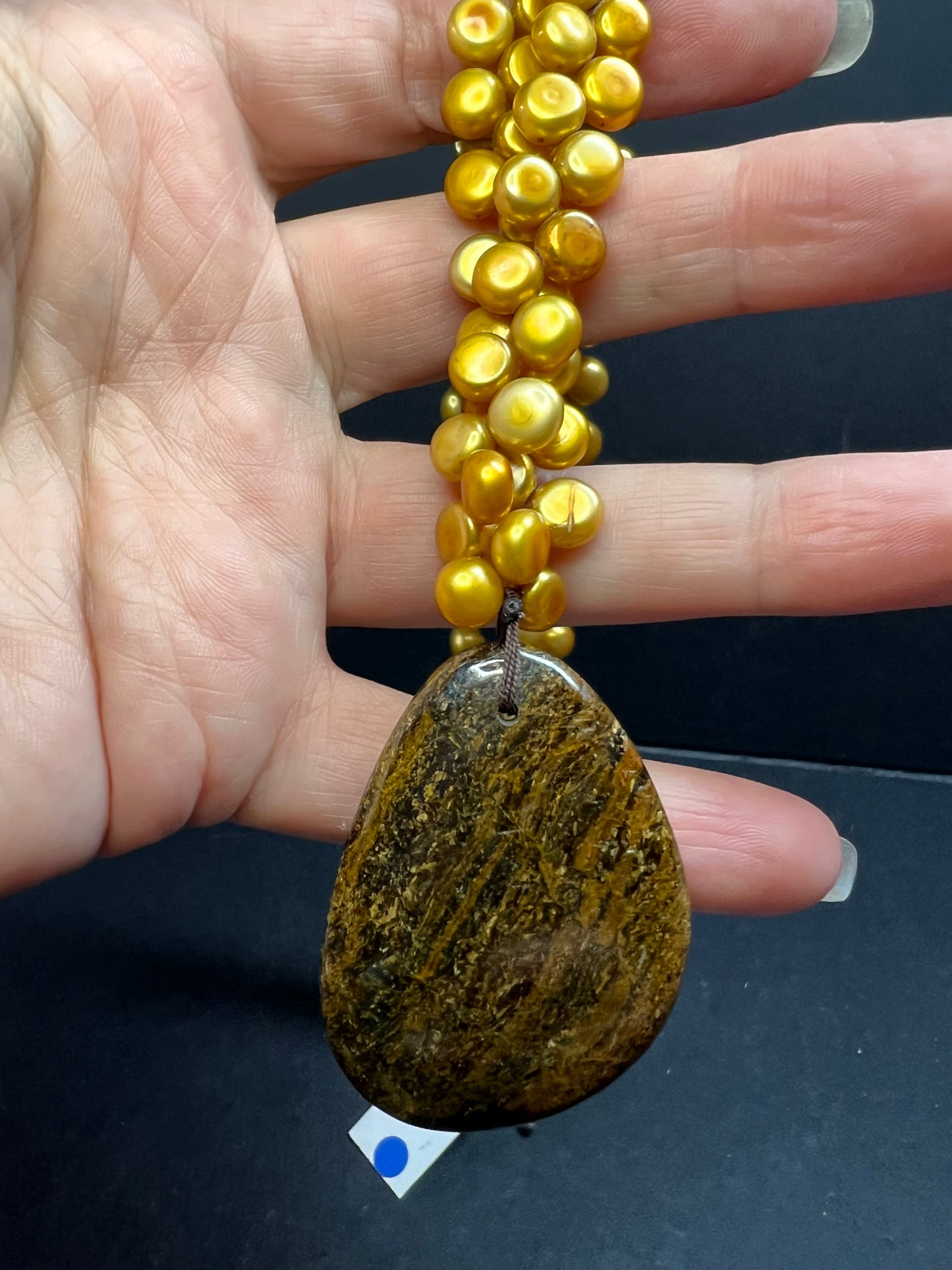 NEW freshwater pearl and bronzite necklace with sterling silver clasp