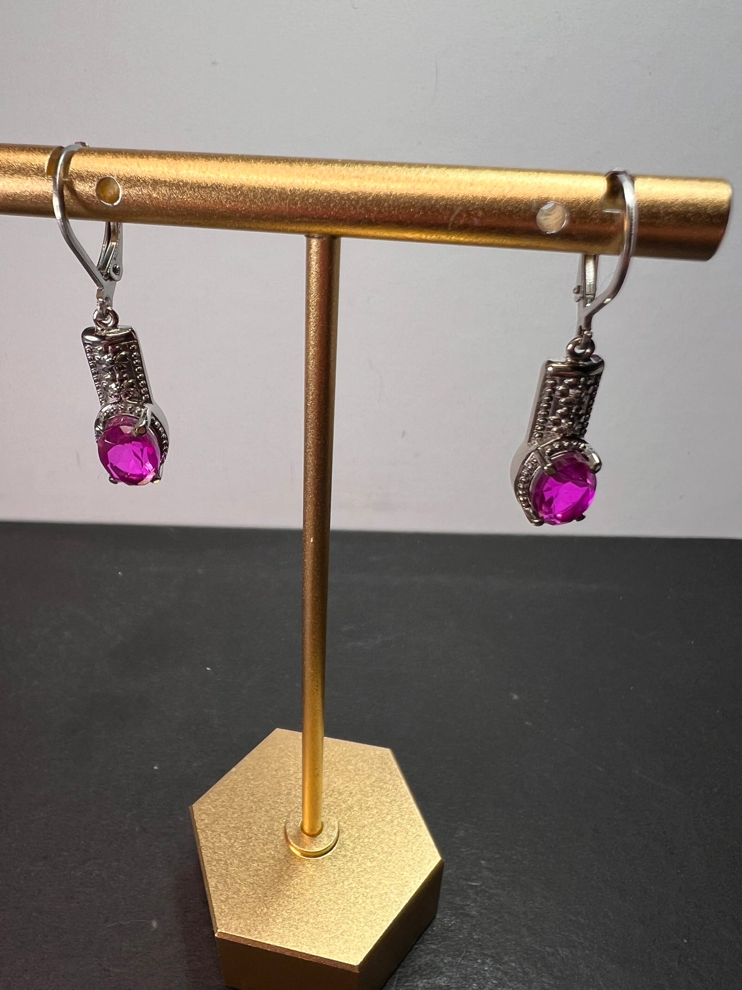 Radiant orchid quartz dangle earrings in stainless steel *NEW*