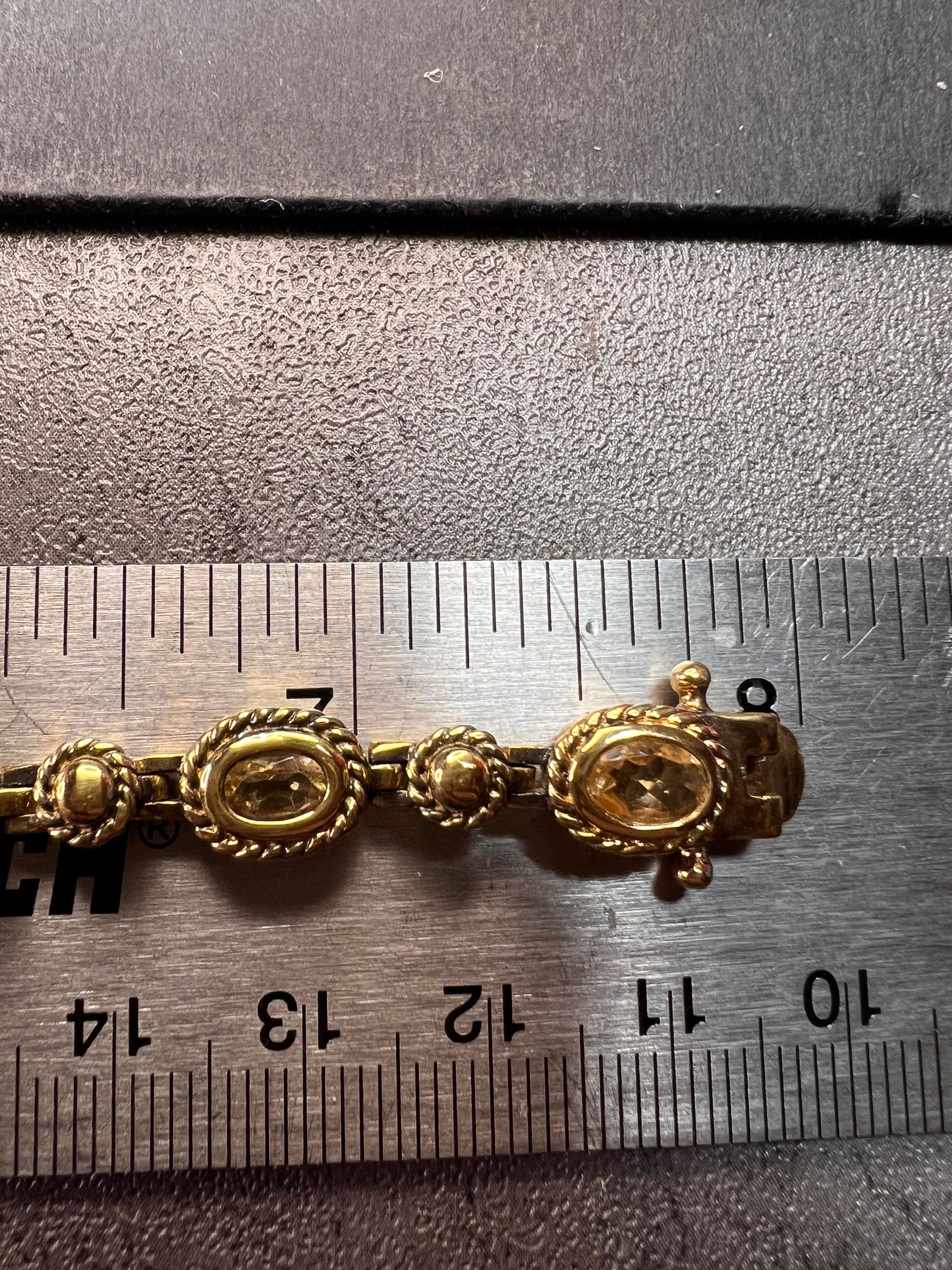 Vintage citrine tennis bracelet in yellow gold over sterling silver