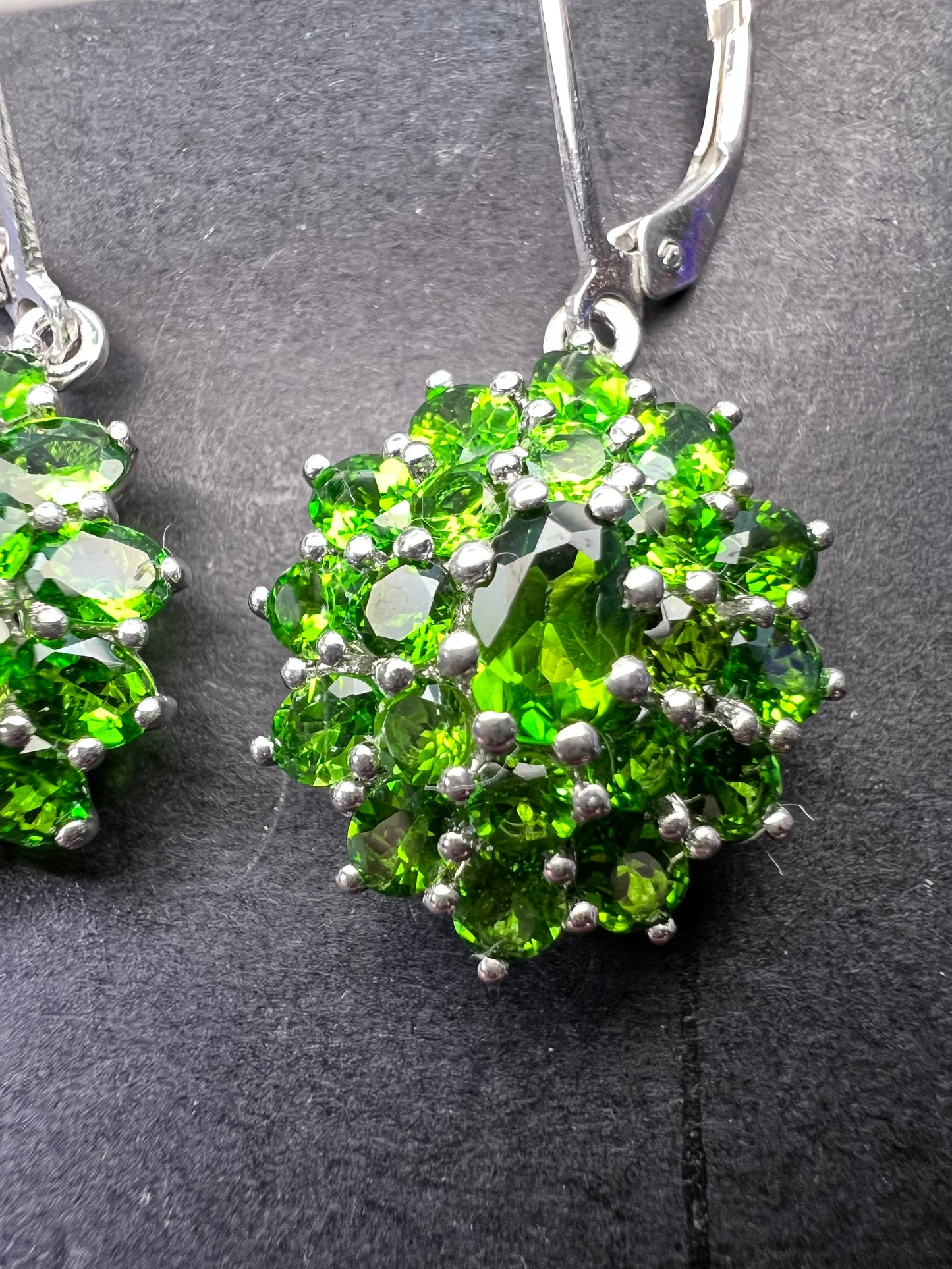 Chrome Diopside Lever Back Earrings in Platinum Over Sterling Silver 11.90 ctw