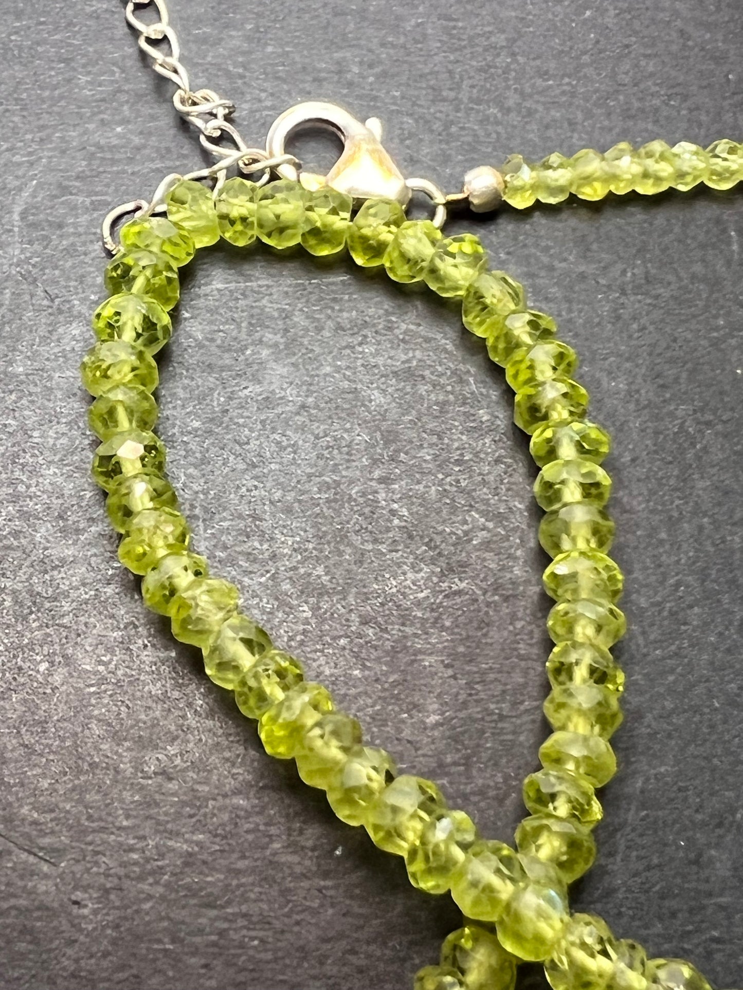 Faceted peridot and sterling necklace