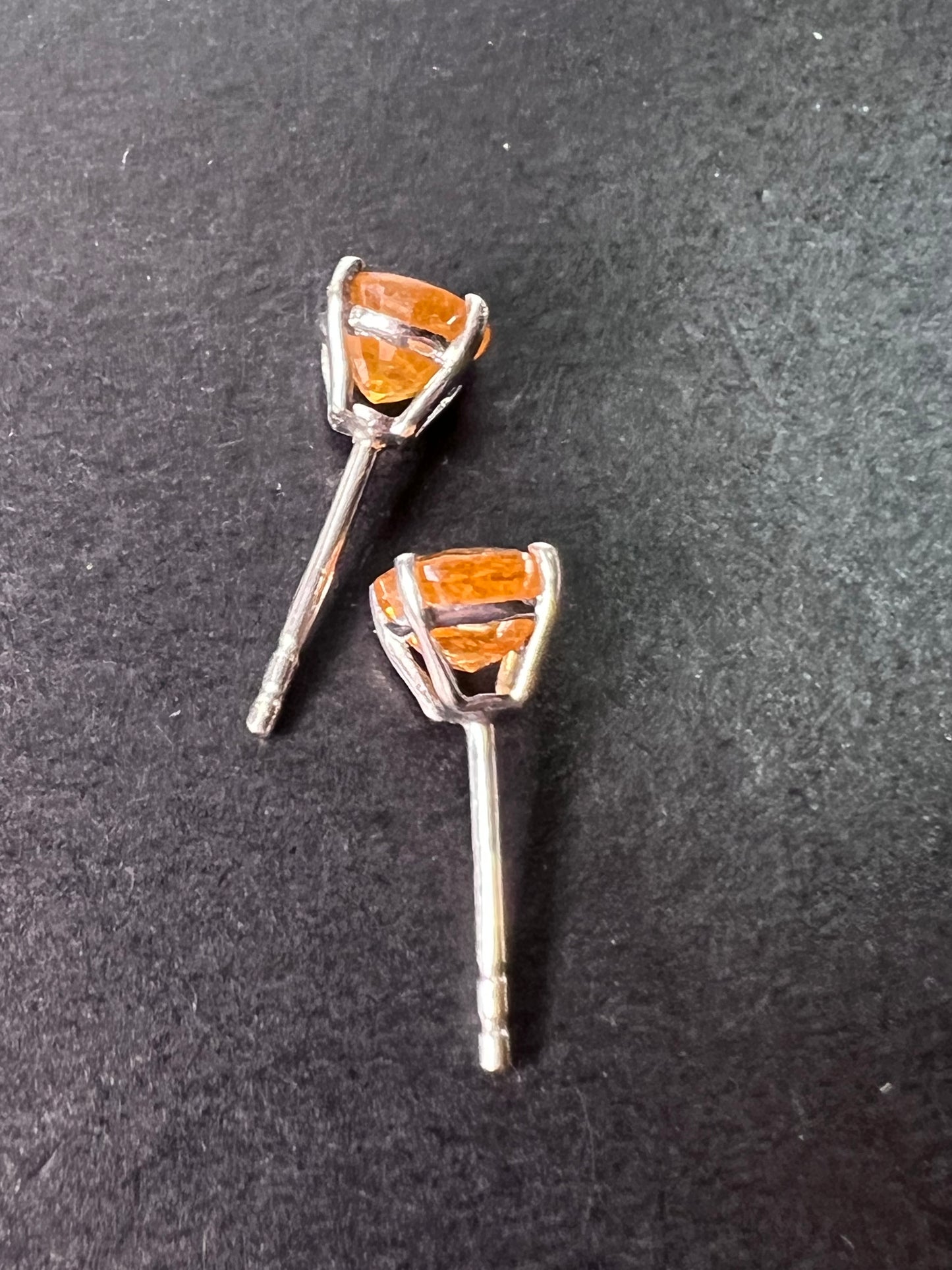 Mandarin / spessartine garnet sterling silver stud earrings