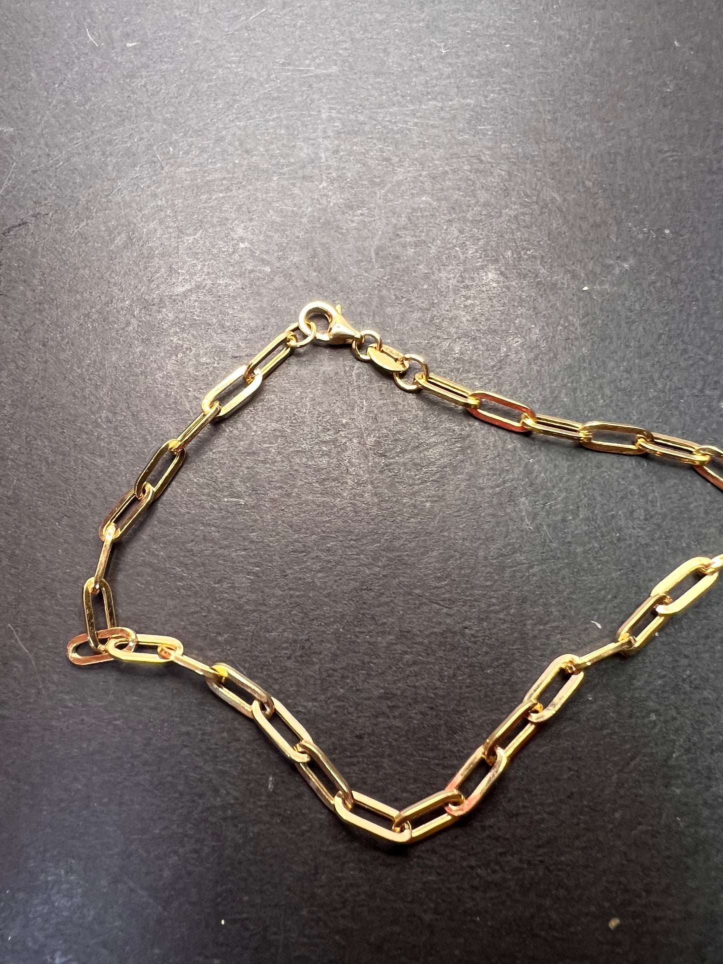 10K Yellow Gold Paper Clip Bracelet (7.50 In) 1.61 Grams