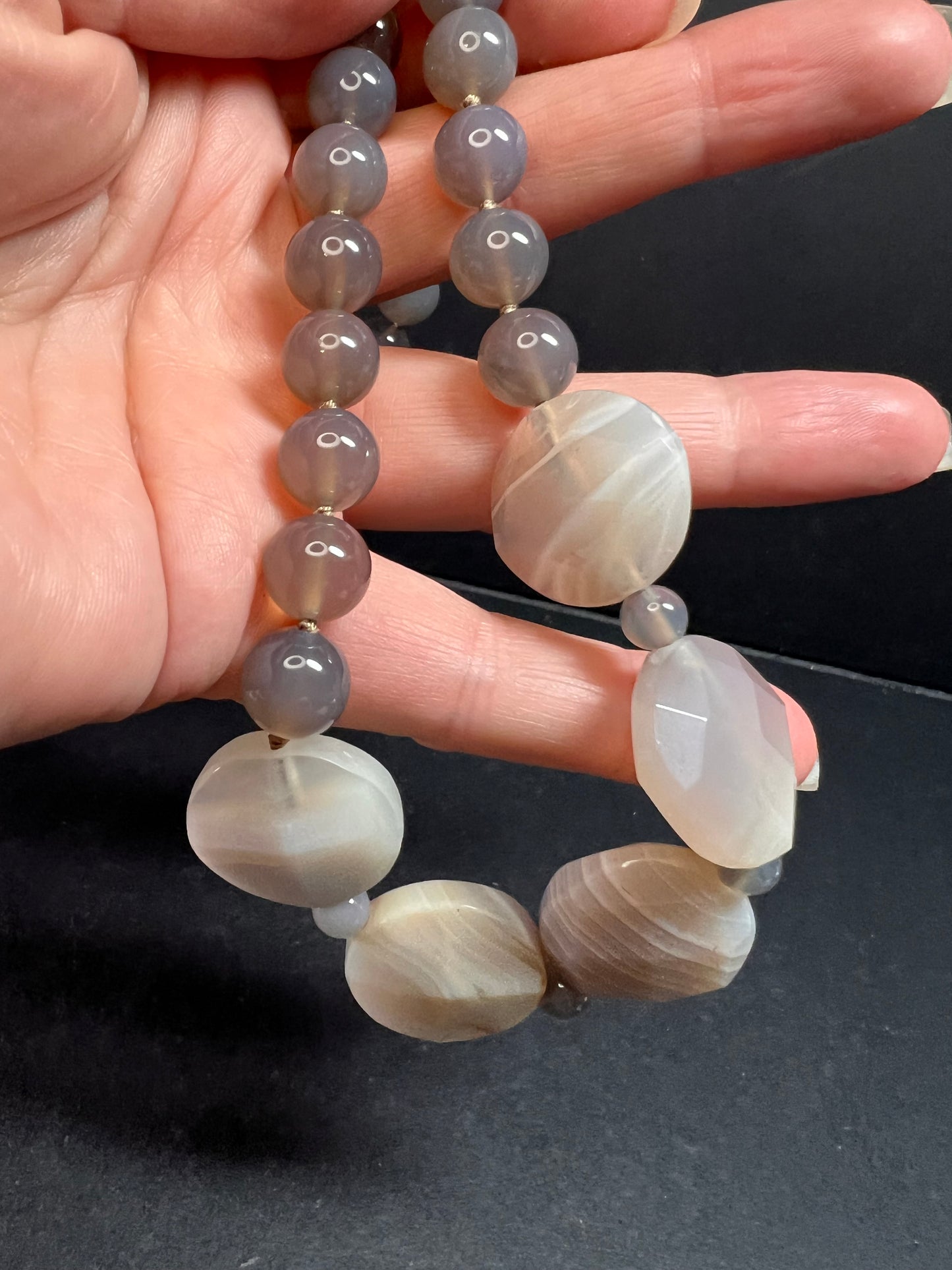 NEW Botswana agate necklace with sterling silver clasp