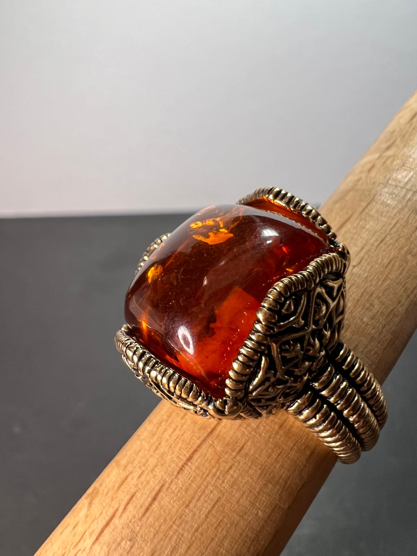 Designer Barse amber brass ring size 9