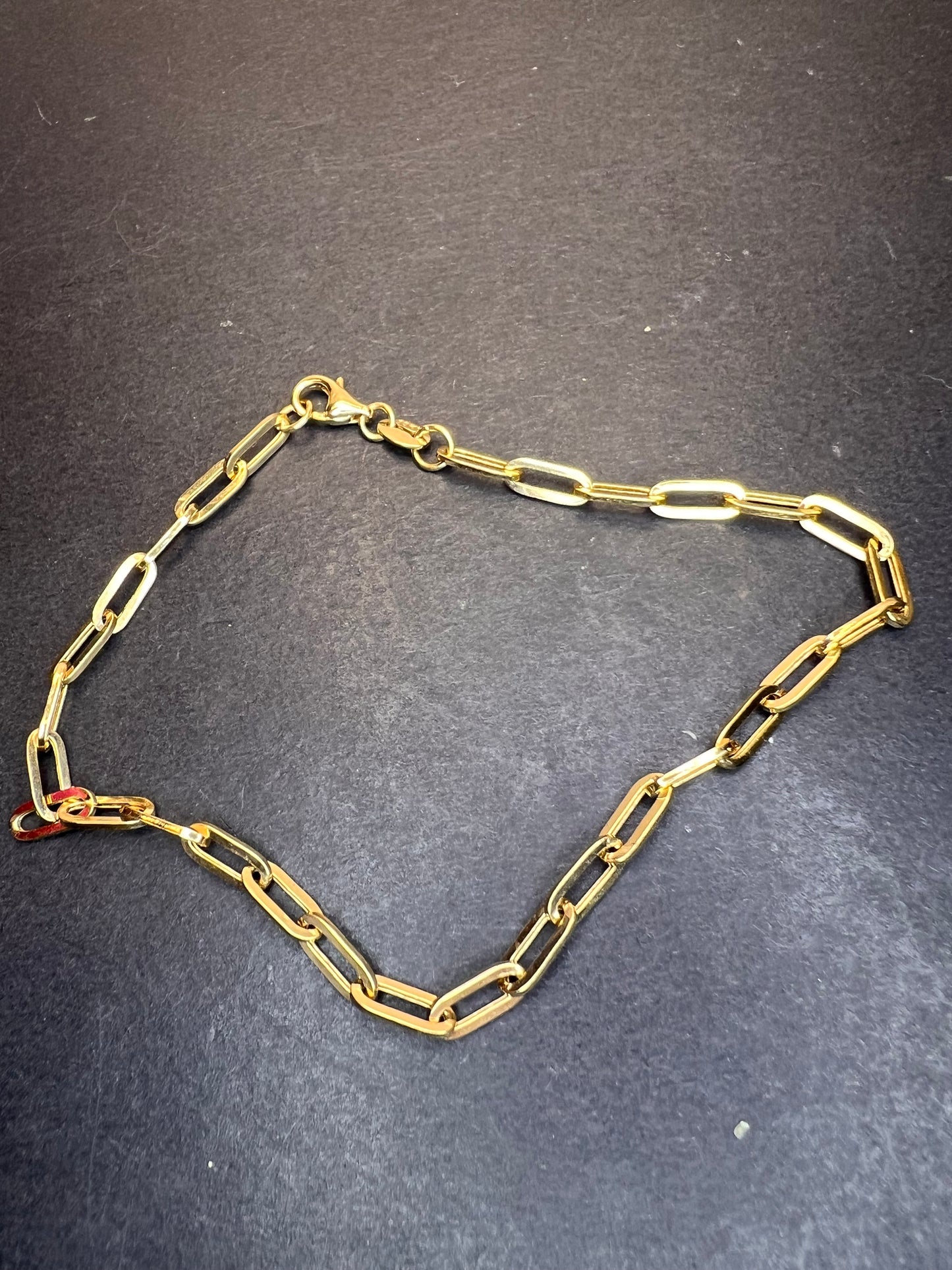 10K Yellow Gold Paper Clip Bracelet (7.50 In) 1.61 Grams