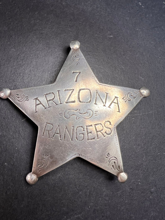 Vintage sterling silver Arizona Rangers 7 badge pin