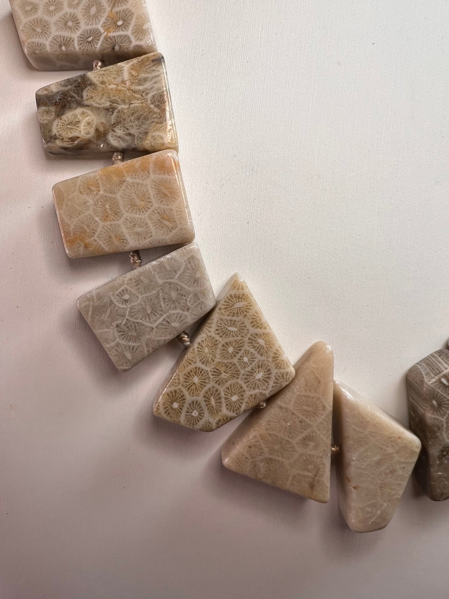 NEW fossil coral knotted necklace