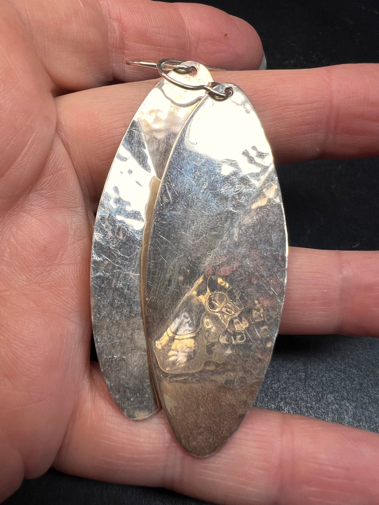 Taxco Mexico Sterling Silver 925 Bold Large Dangle Drop Modernist Earrings