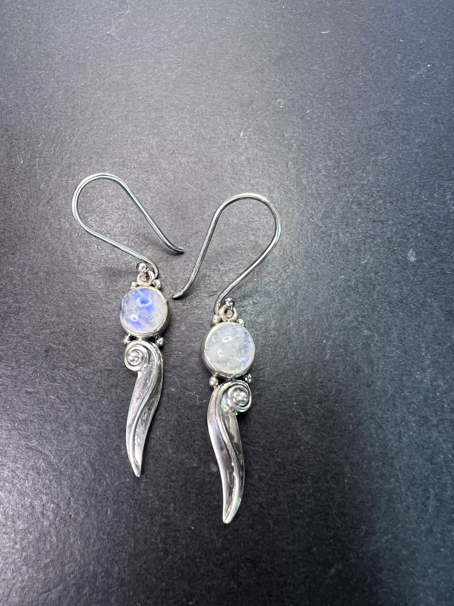 Arya designer sterling silver rainbow moonstone earrings