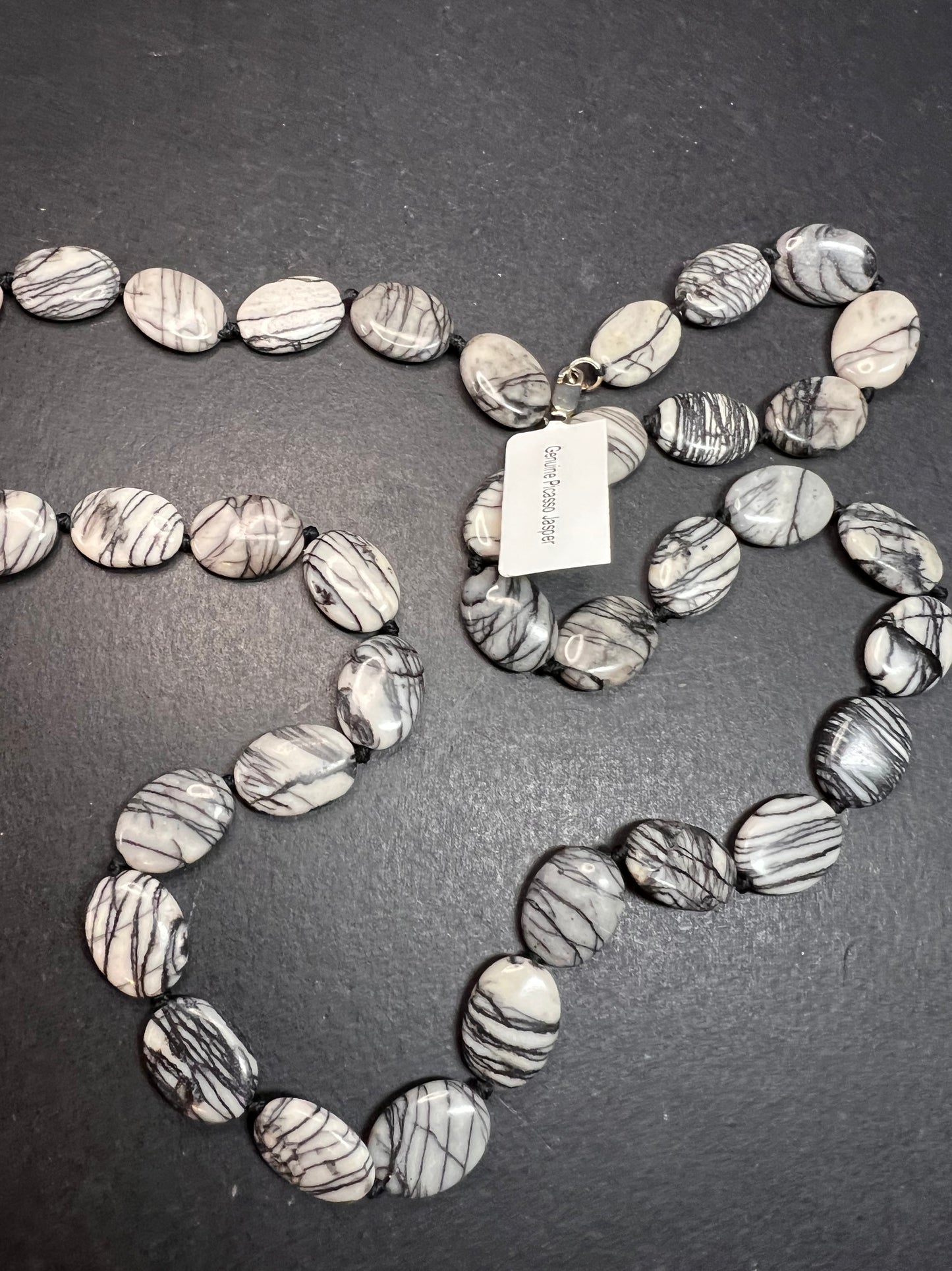 NEW Picasso Jasper 30 inch necklace with sterling silver clasp