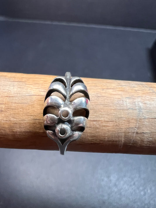 Vintage Sterling Silver Modernist Openwork Ring – Size 8