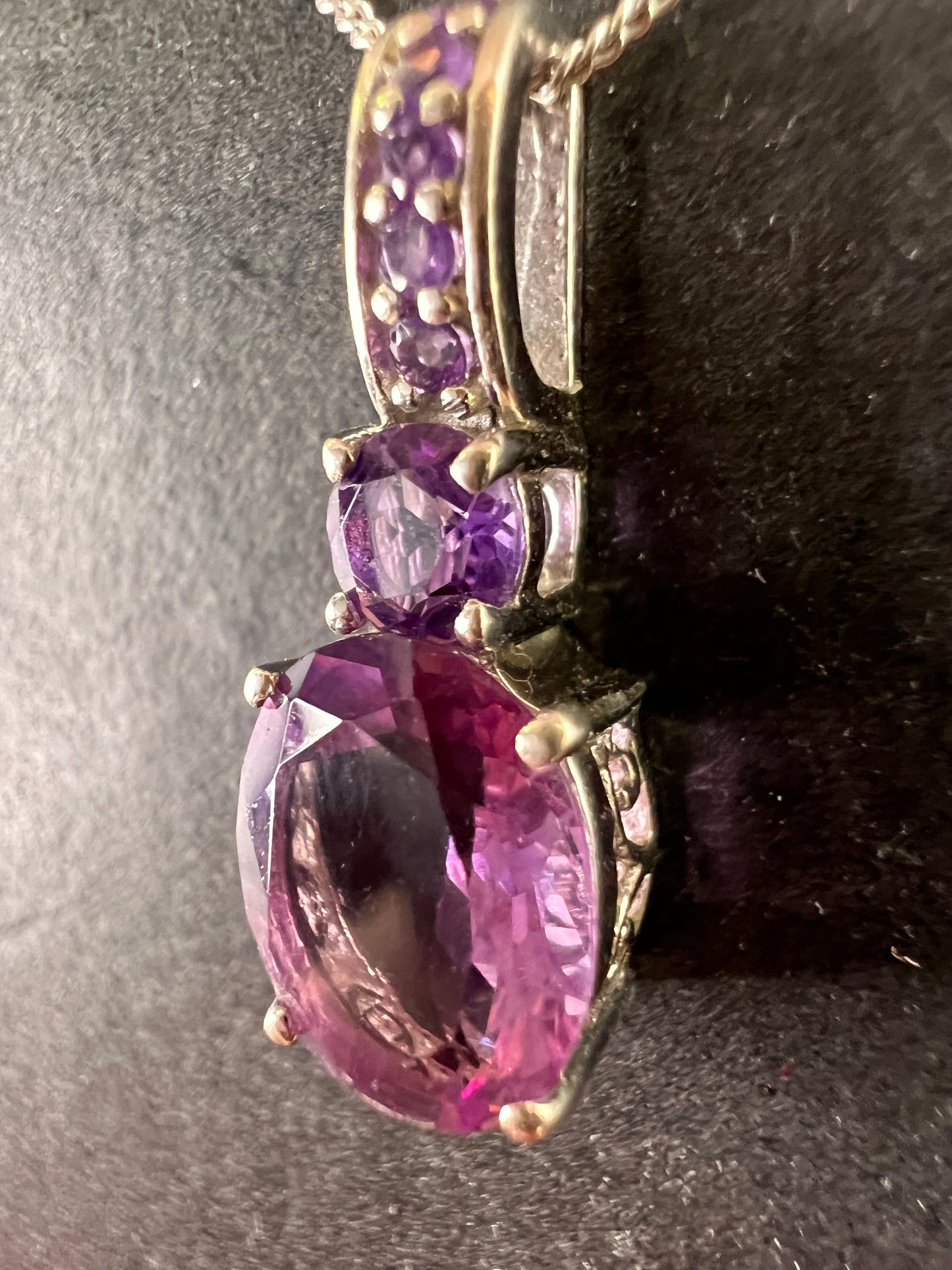 Purple fluorite multi stone sterling silver pendant with 20 inch chain