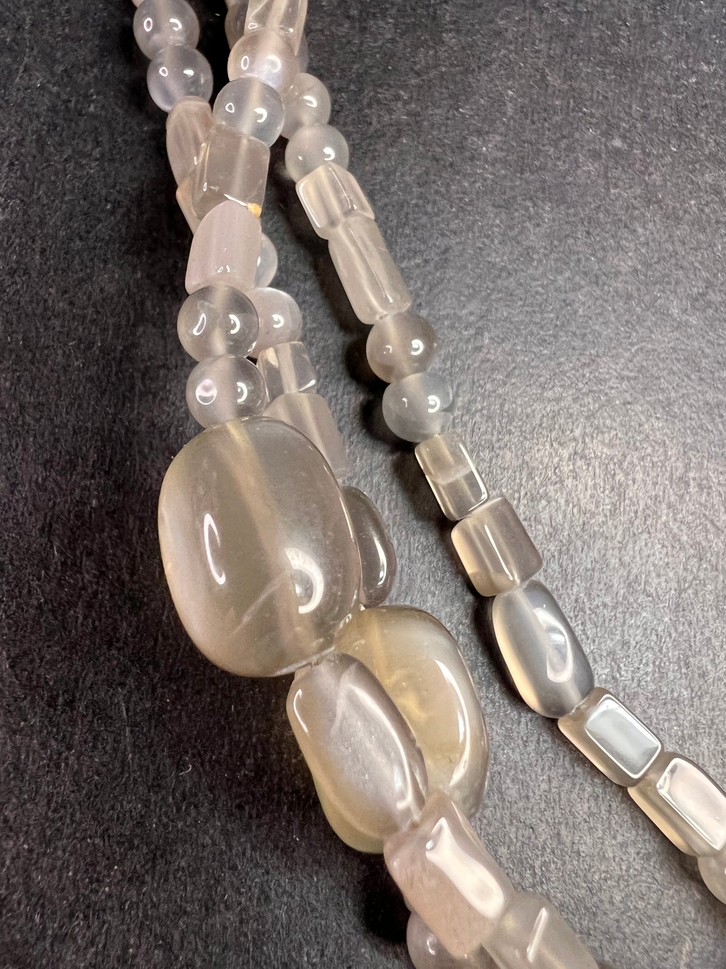 NEW Nate & Etan grey moonstone triple strand necklace with sterling silver clasp