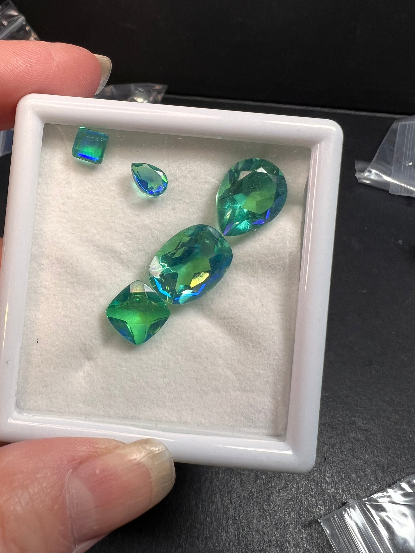 peacock triplet quartz mix of 5 gemstones