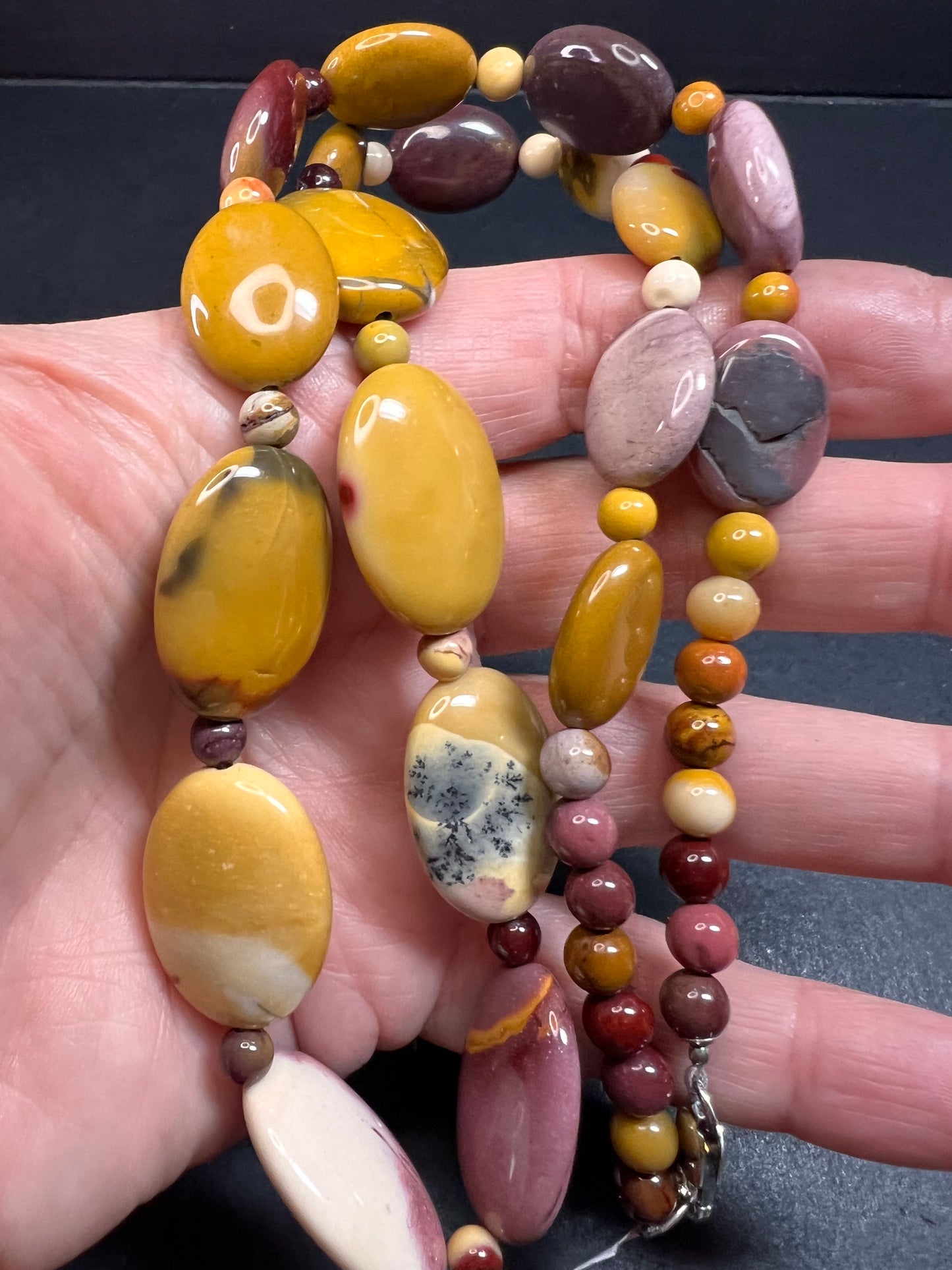 NEW Mookaite Jasper 24 inch necklace with sterling silver clasp