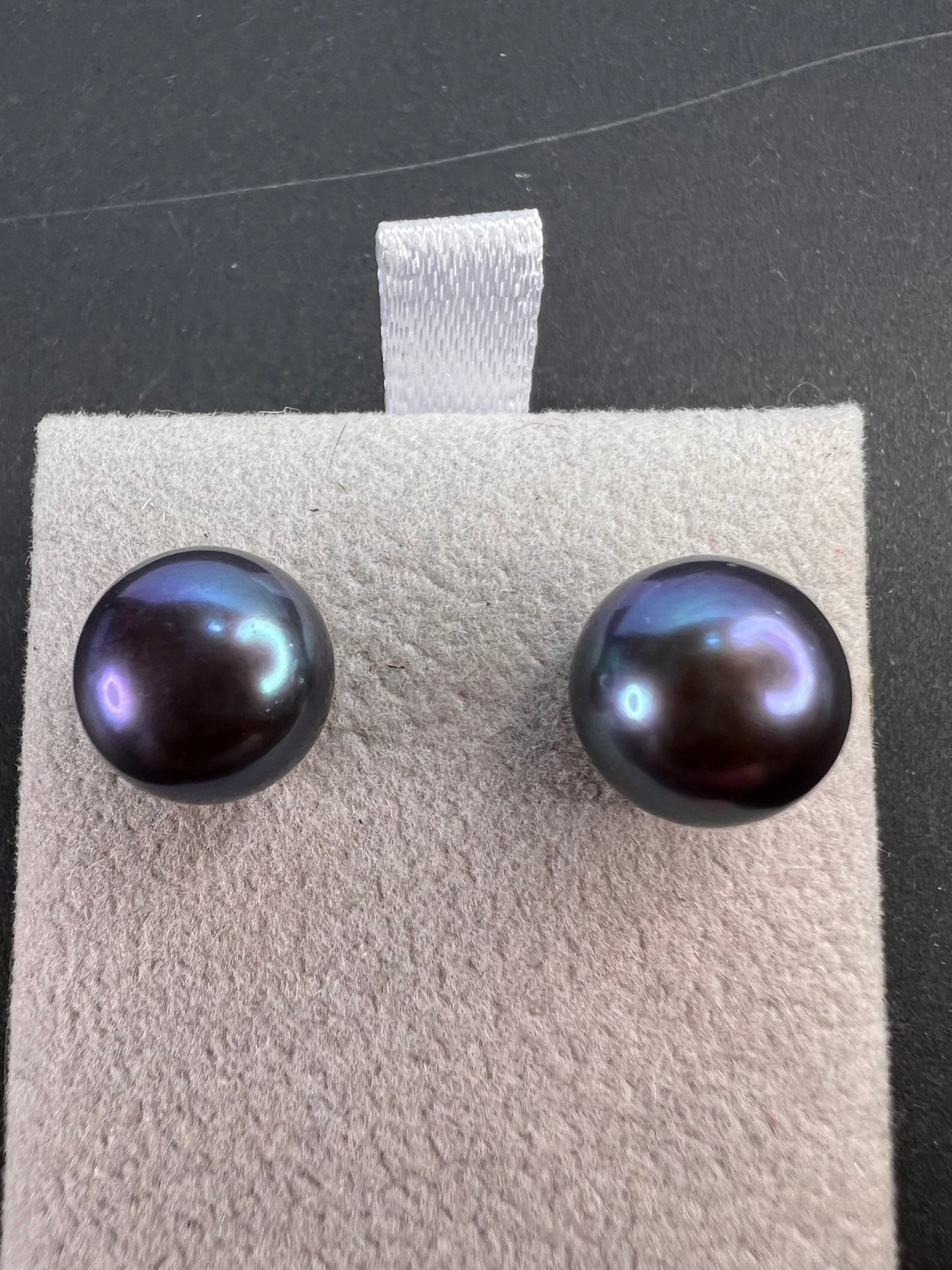 Honora 10mm black pearl sterling silver stud earrings