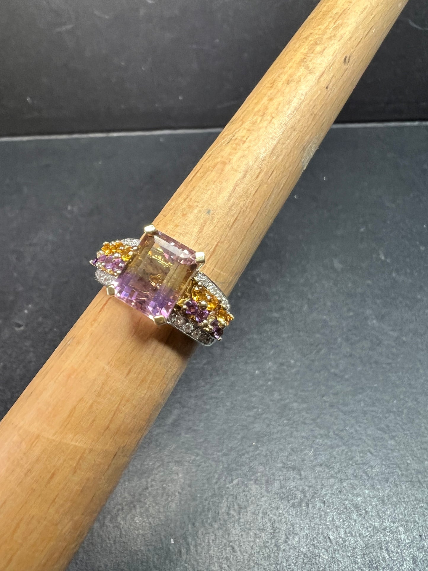 Ametrine Citrine Amethyst Ring 925 Vermeil SD Size 7