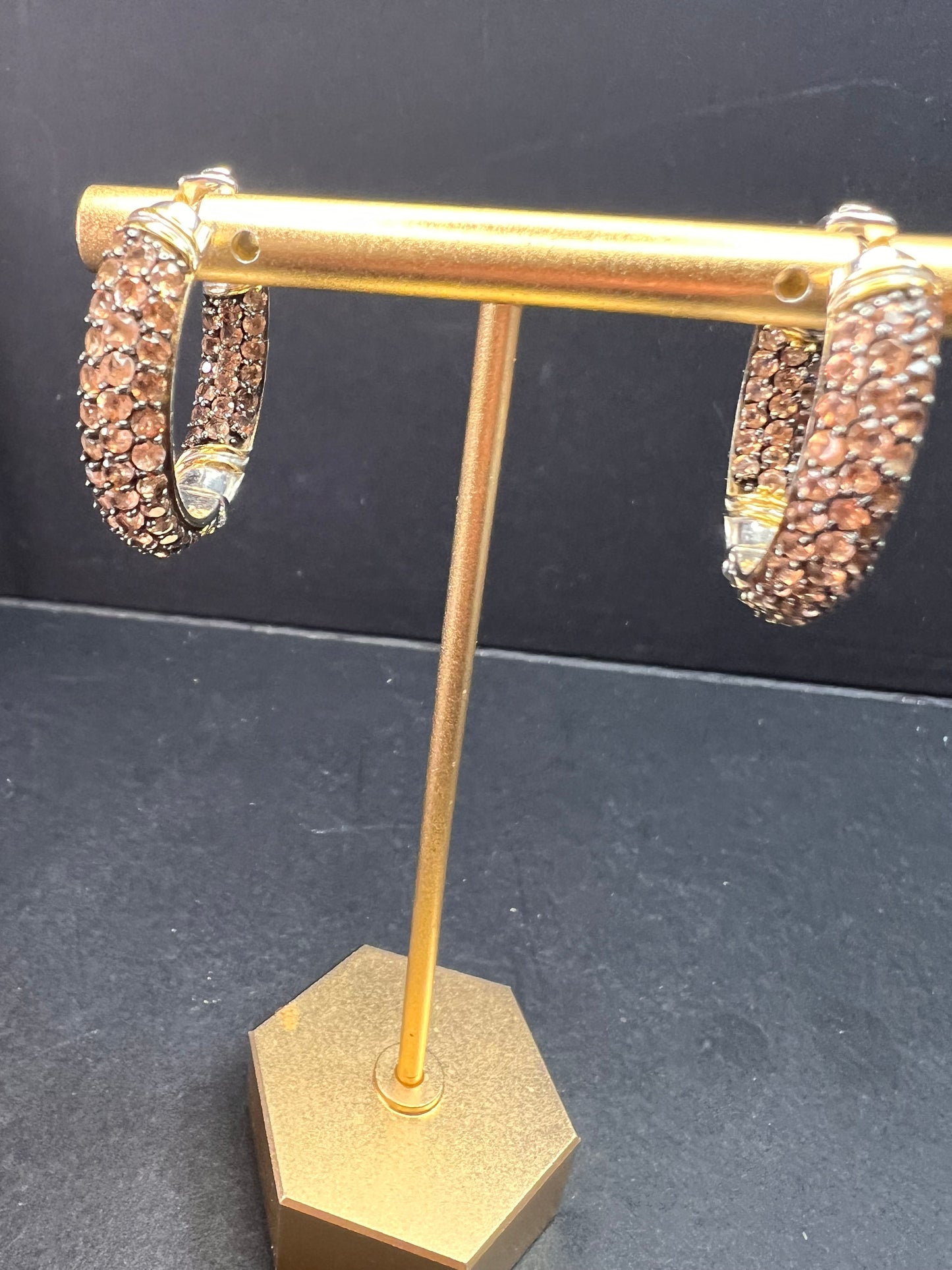 Andalusite inside out hoop earrings in gold and rhodium over sterling silver