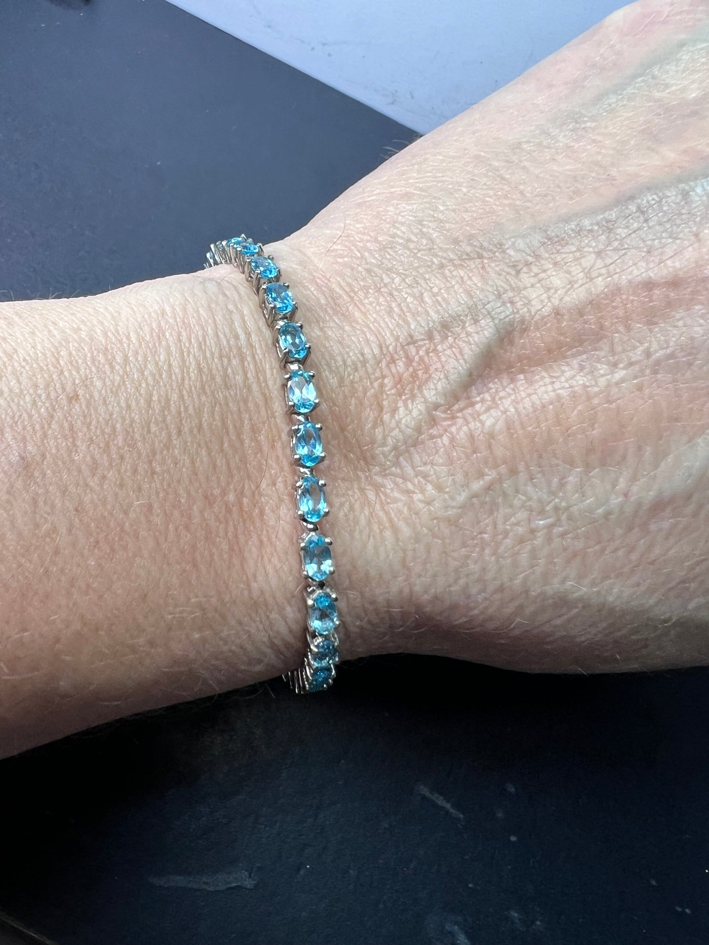 Madagascar Paraiba Apatite Tennis Bracelet in Platinum Over Sterling Silver (7.25 In) 7.15 ctw