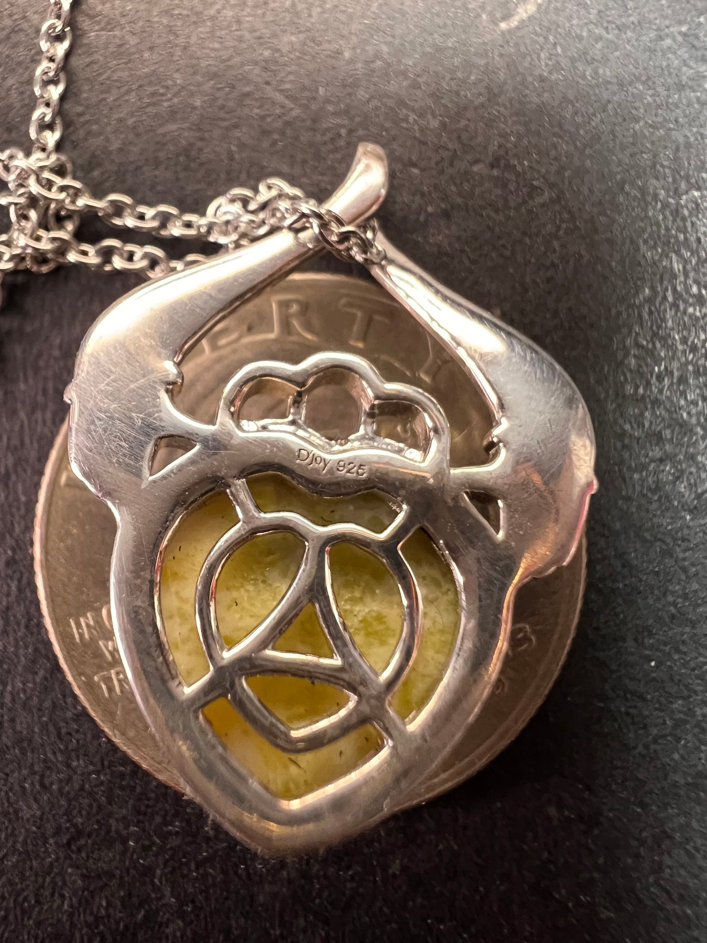 NEW Connemara marble claddagh pendant in sterling silver