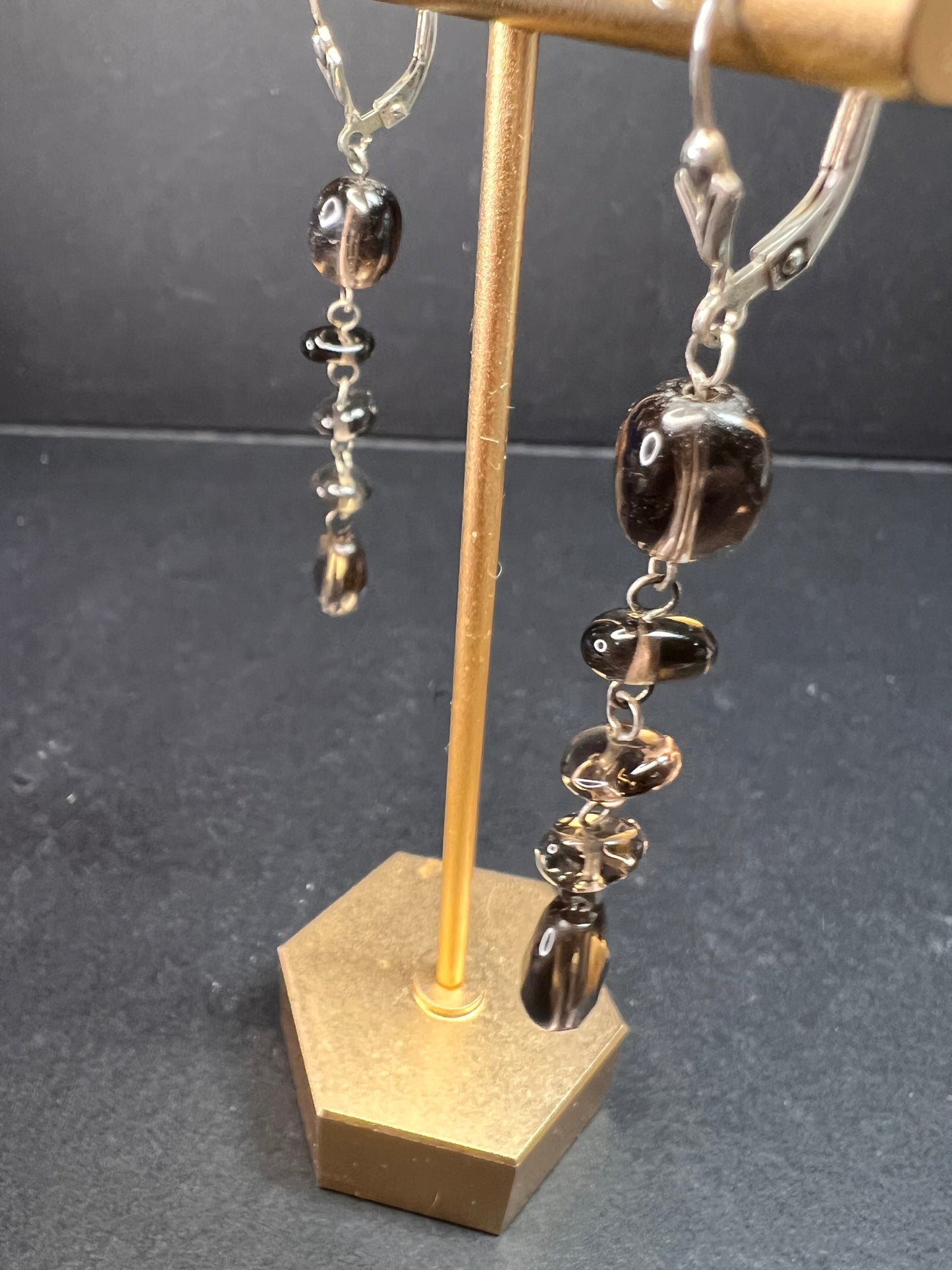 NEW Nate & Etan smoky quartz sterling silver dangle earrings