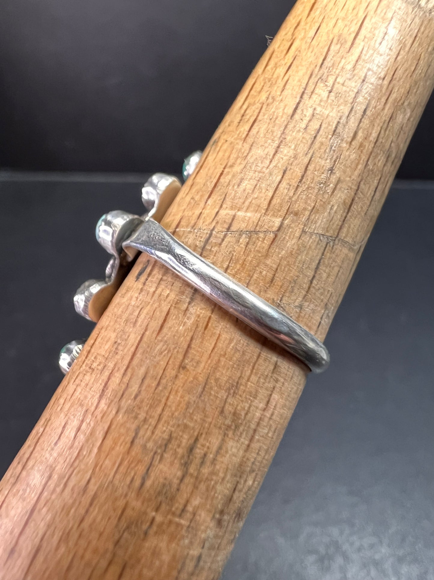 Vintage Sterling Turquoise Cluster Ring Size 7 Southwestern Style