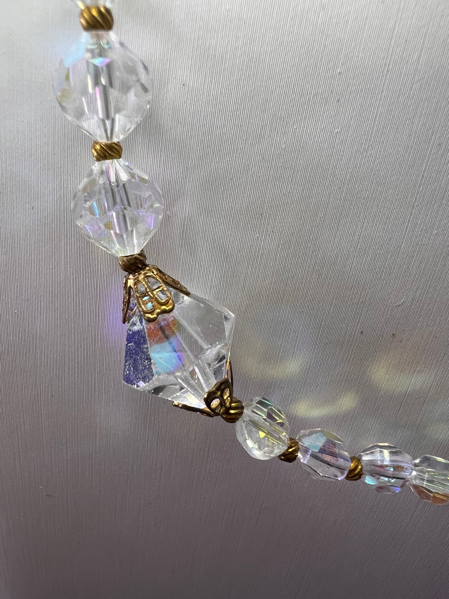 Vintage Aurora Borealis crystal beaded necklace