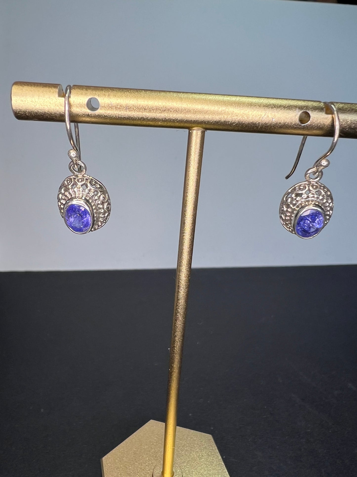 Tanzanite sterling silver earrings