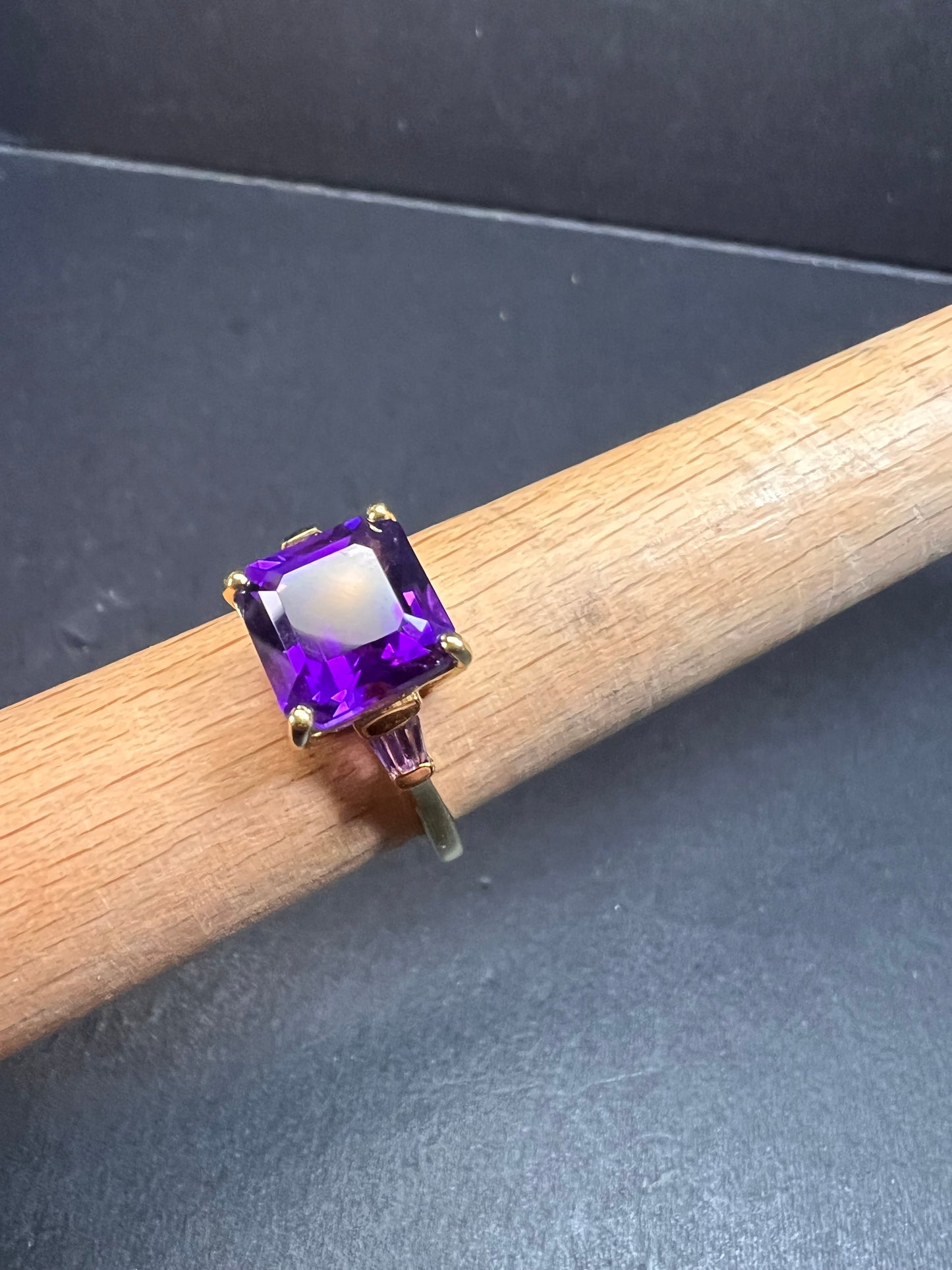 NEW African amethyst ring in vermeil yellow gold size 9