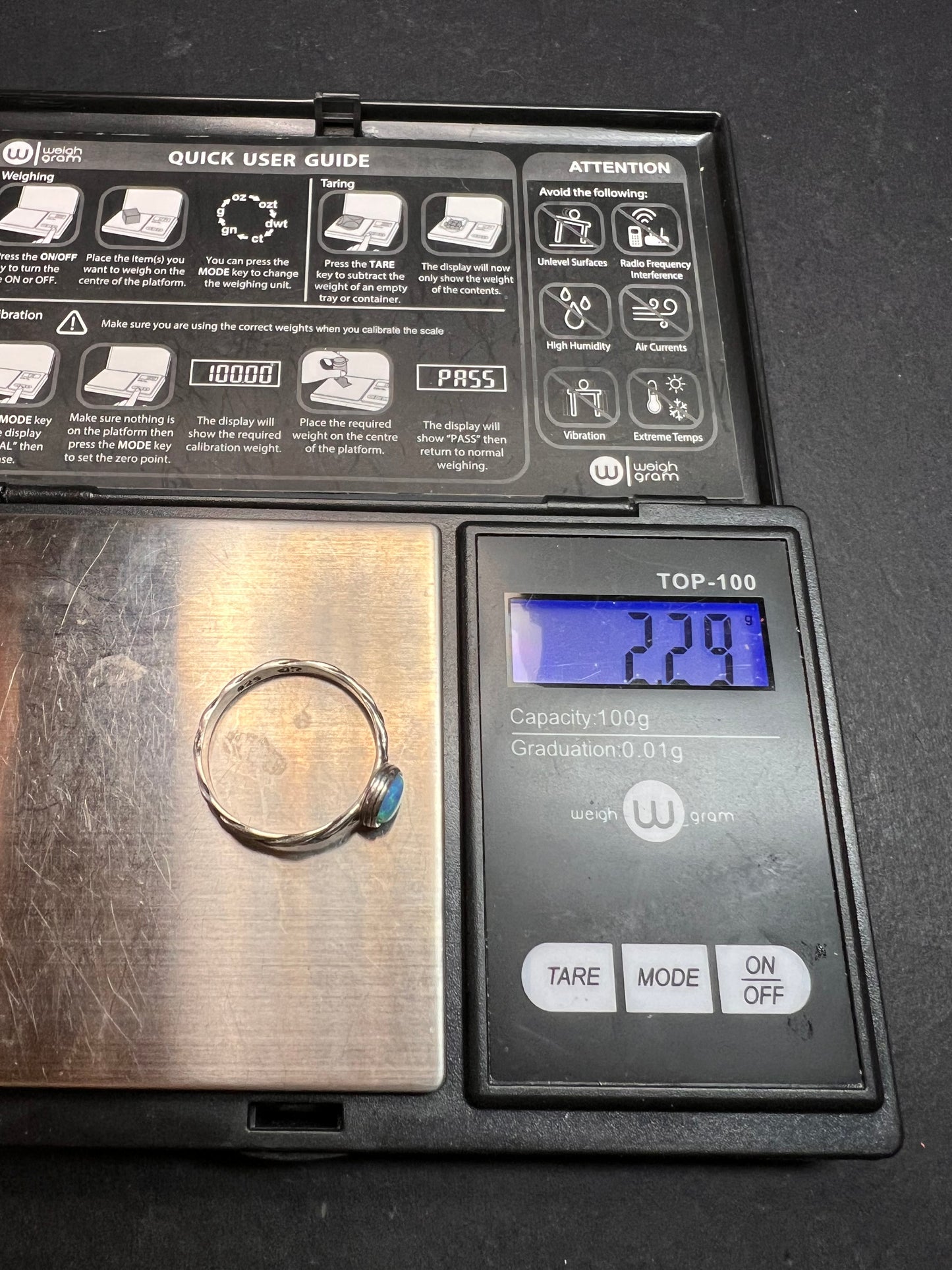 Sterling Silver Braided Band Ring with Lab Opal – Size 9