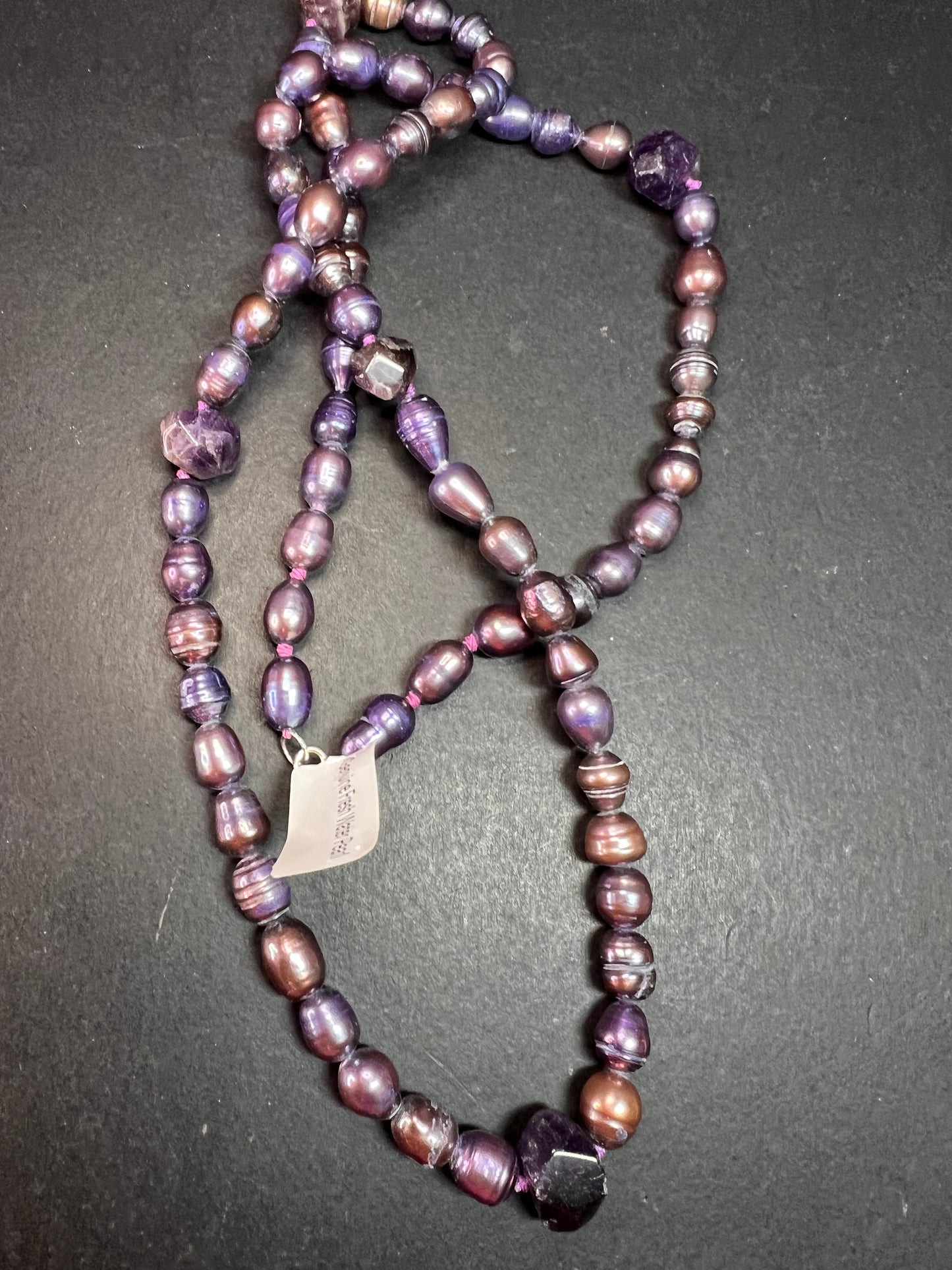 NEW purple pearls and amethyst necklace with sterling silver clasp