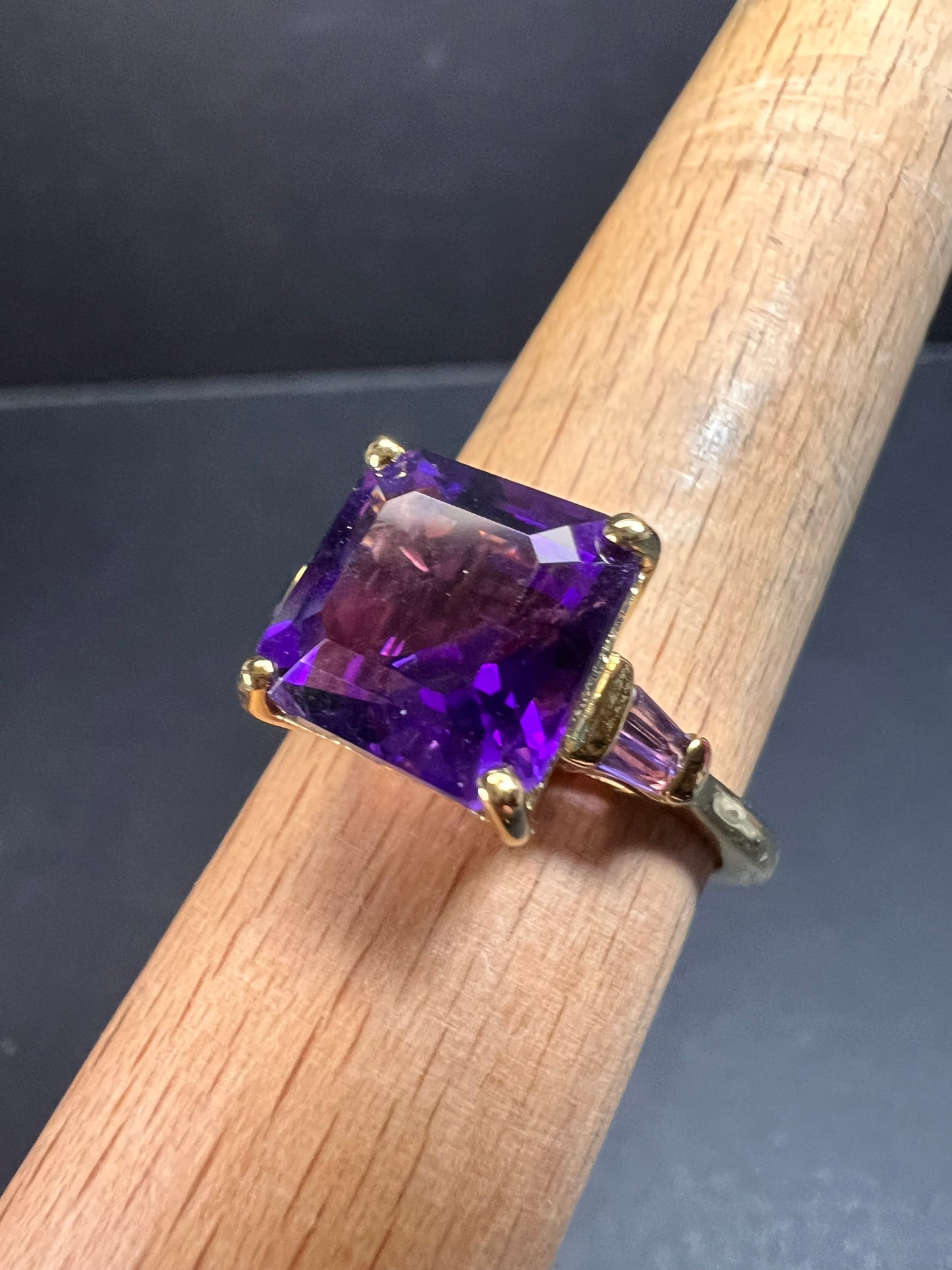 NEW African amethyst ring in vermeil yellow gold size 9