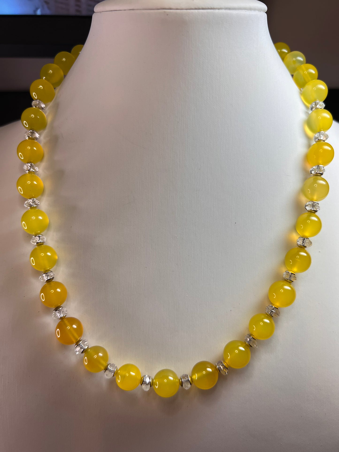 NEW Yellow chalcedony and quartz Sterling silver necklace
