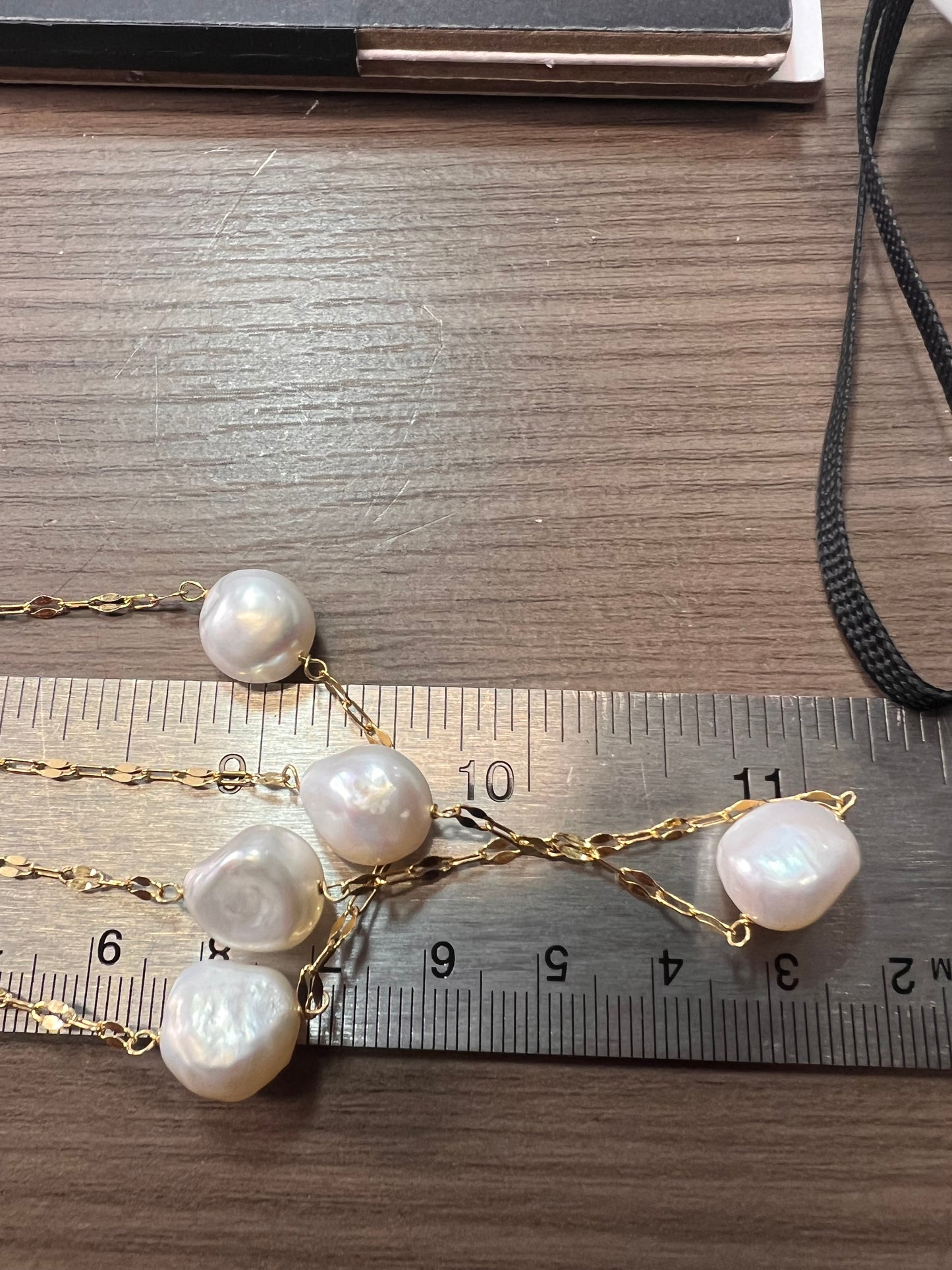 10.5-11mm white cultured freshwater pearl double strand station necklace in 18k yellow gold over sterling silver