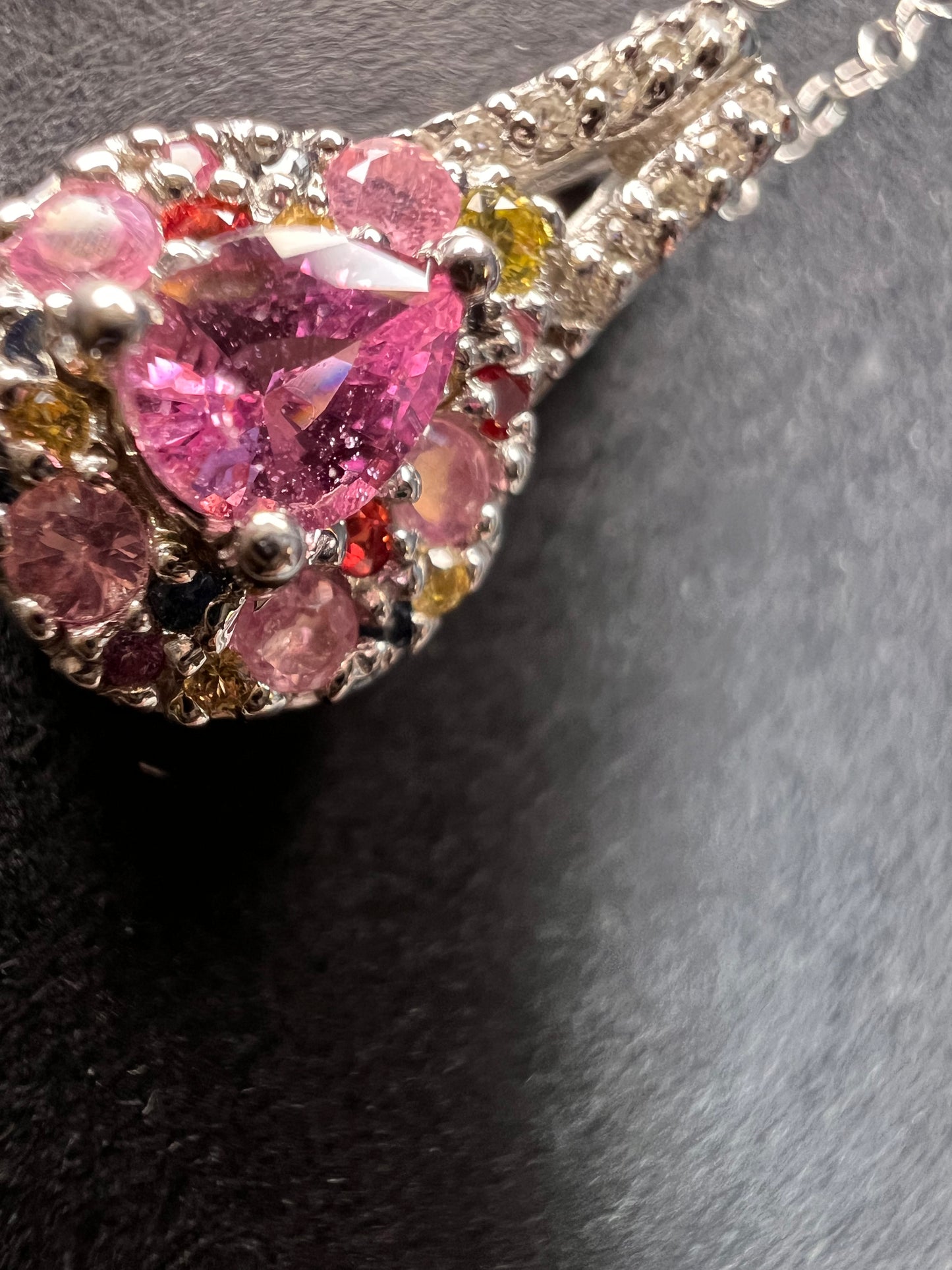 NEW purple multi sapphire sterling silver pendant and chain