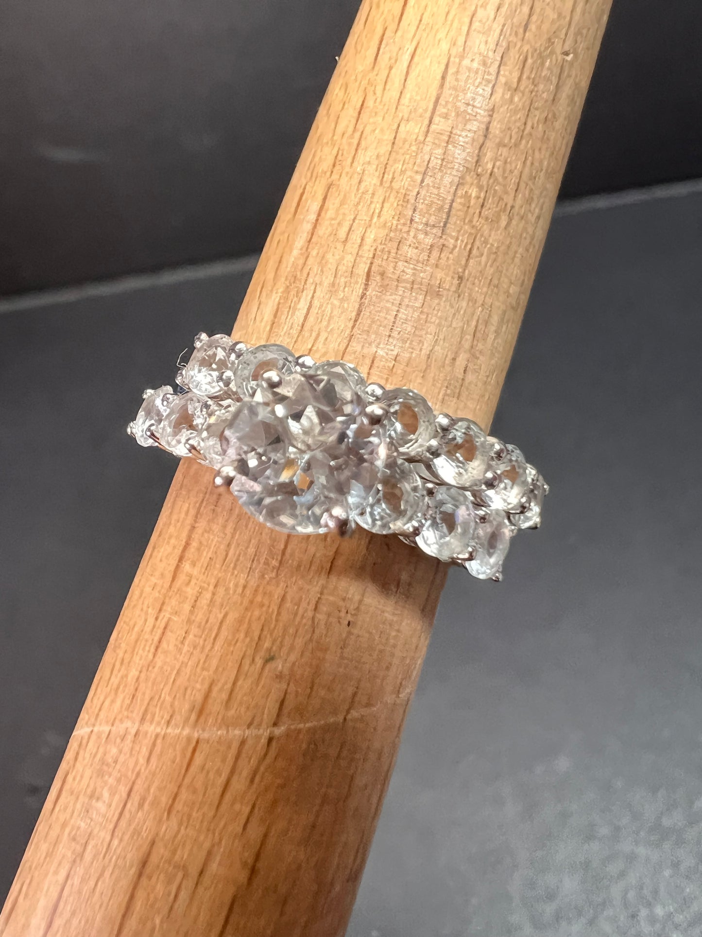 NEW White topaz stackable ring set in platinum over sterling silver size 5