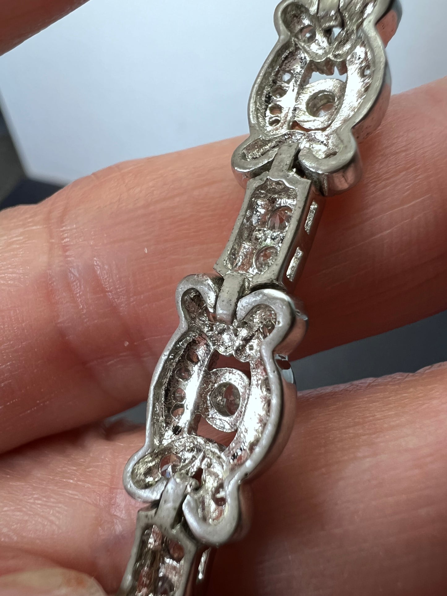 Vintage style sterling silver CZ bracelet