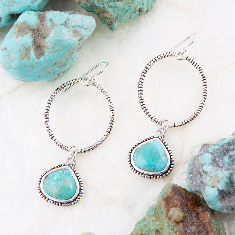 Barse Corinth Blue Turquoise Charms Sterling Silver Earrings