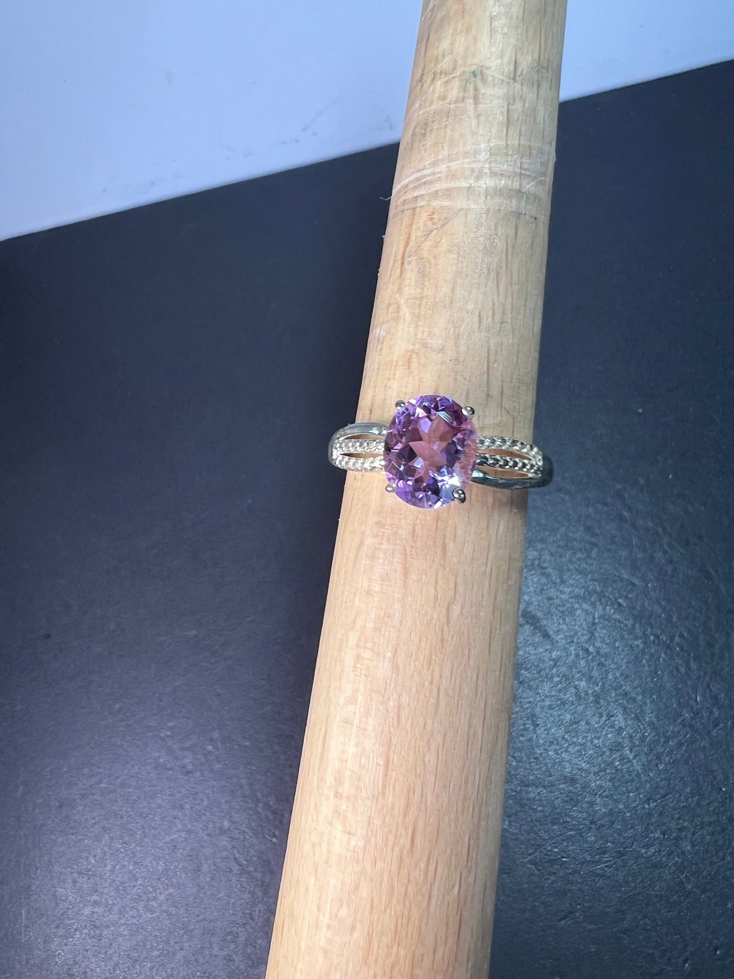 Amethyst sterling silver solitaire ring size 9