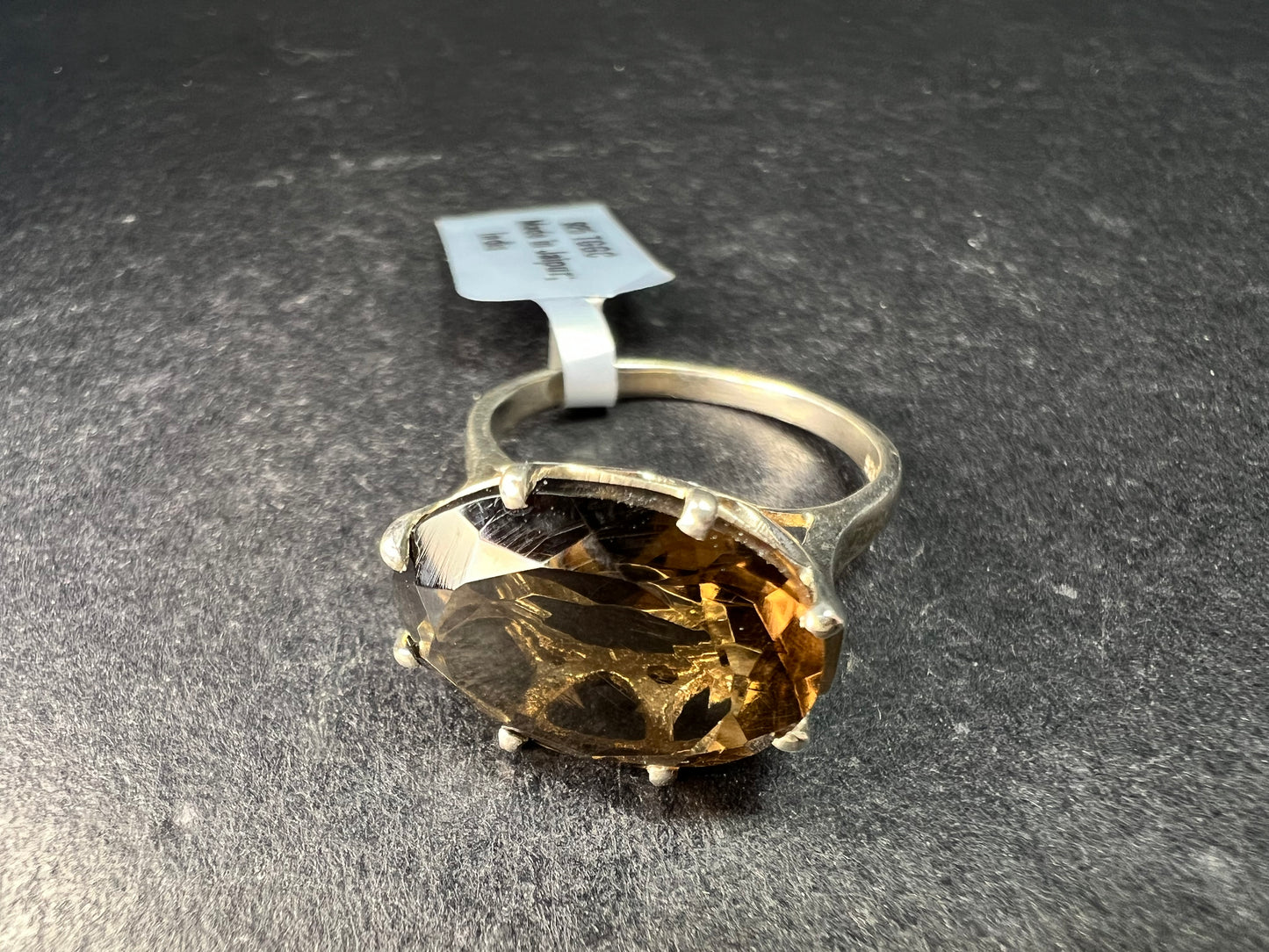 Smoky Quartz 925 Sterling Silver Statement Ring Size 9